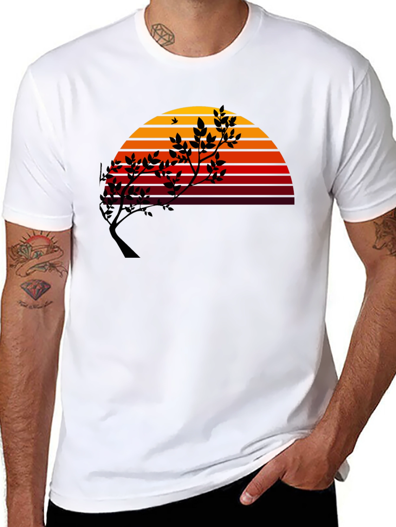 Black Sunset Tree Graphic Tee - Modern Stylish Comfort view 8