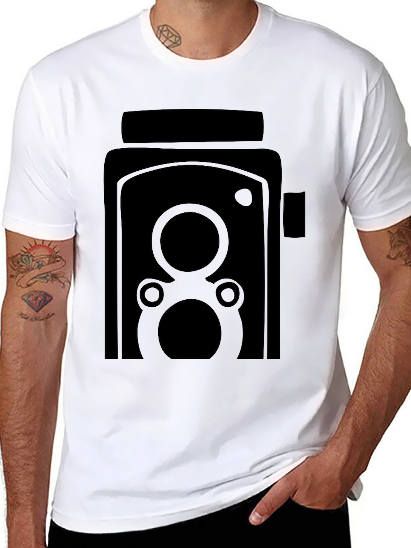 Black Vintage Camera Graphic Tee - Classic Style view 8