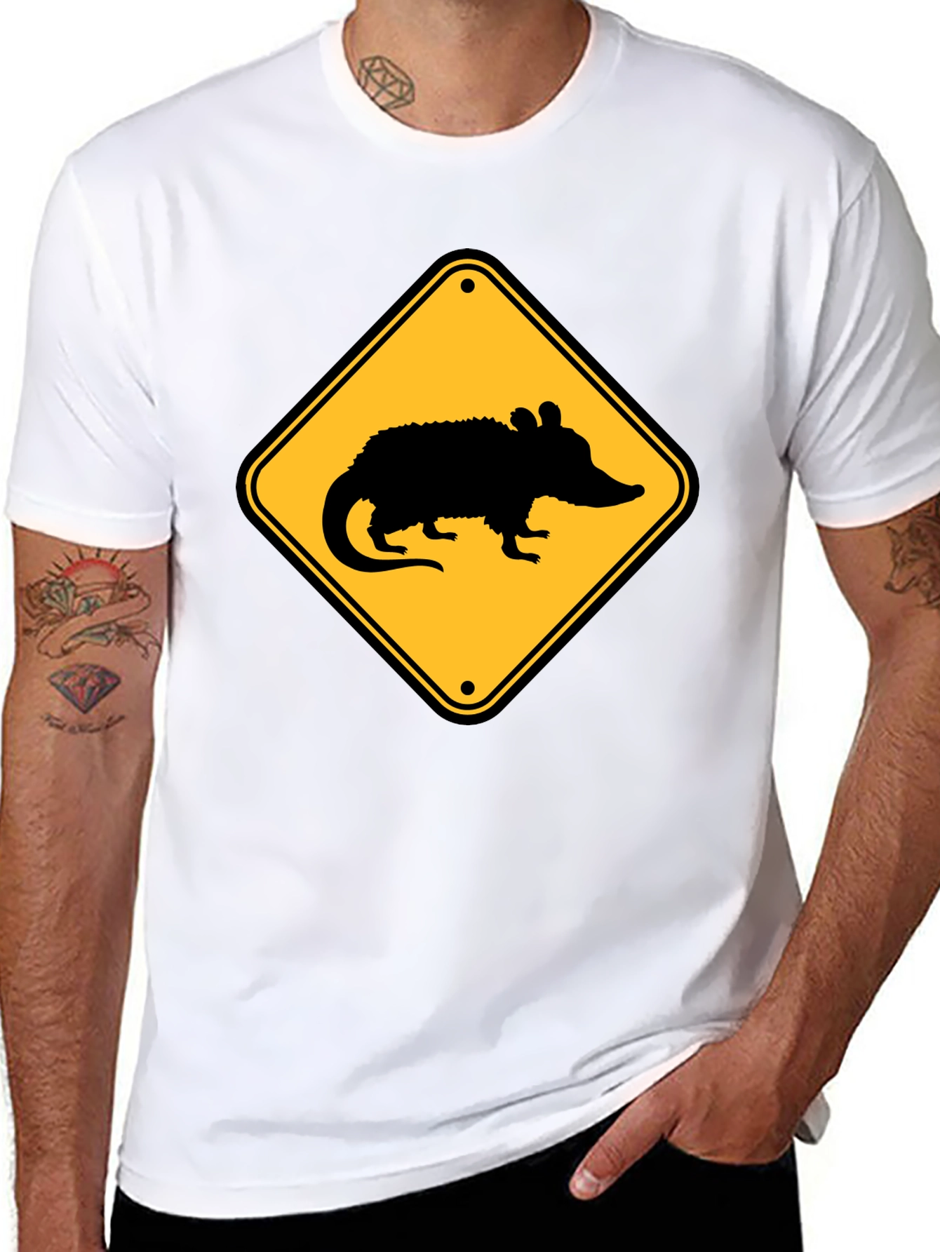 Black Opossum Crossing T-Shirt - Black view 8