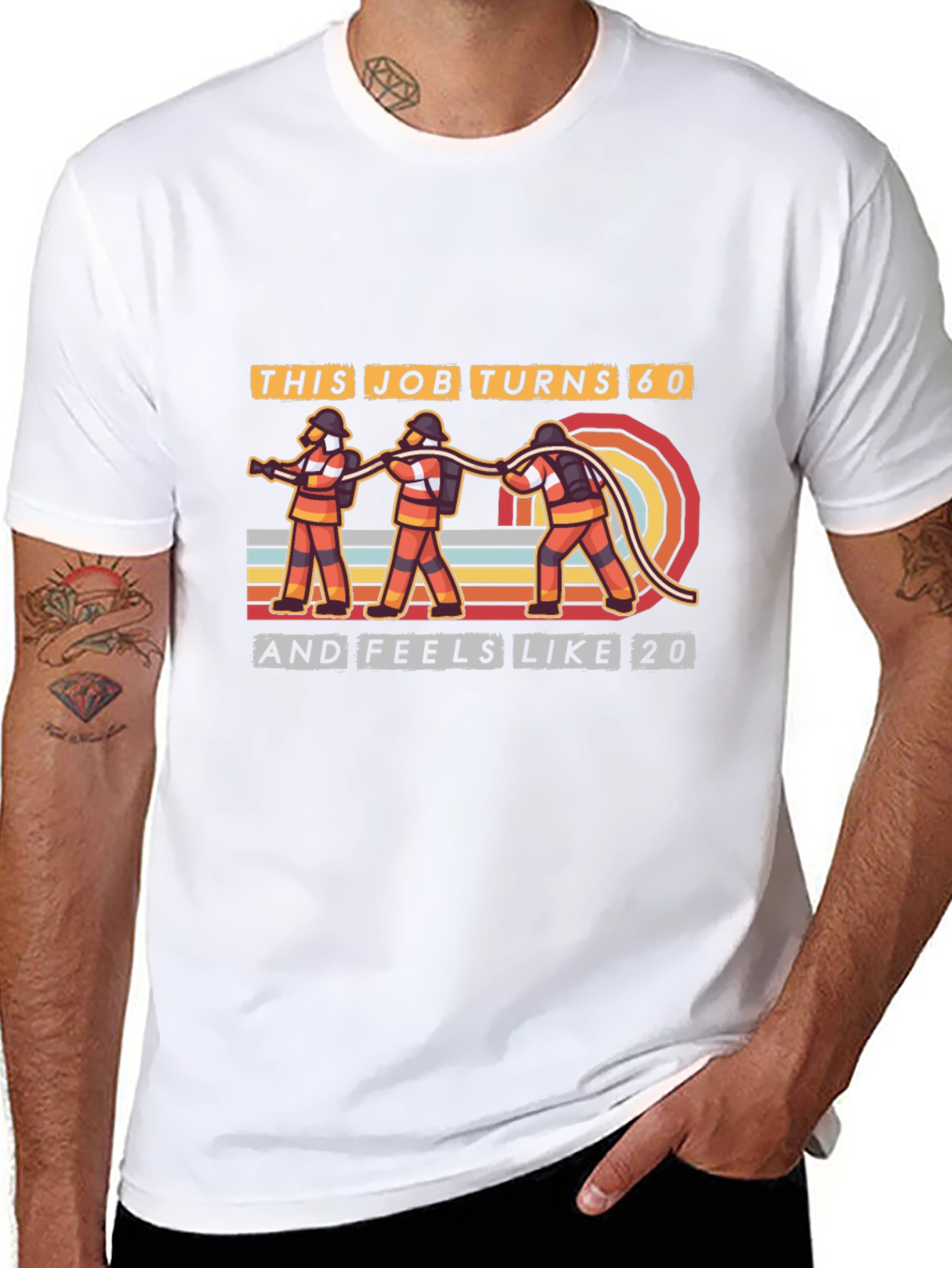 Black Firefighter 'This Job Turns 60' Graphic T-Shirt view 8