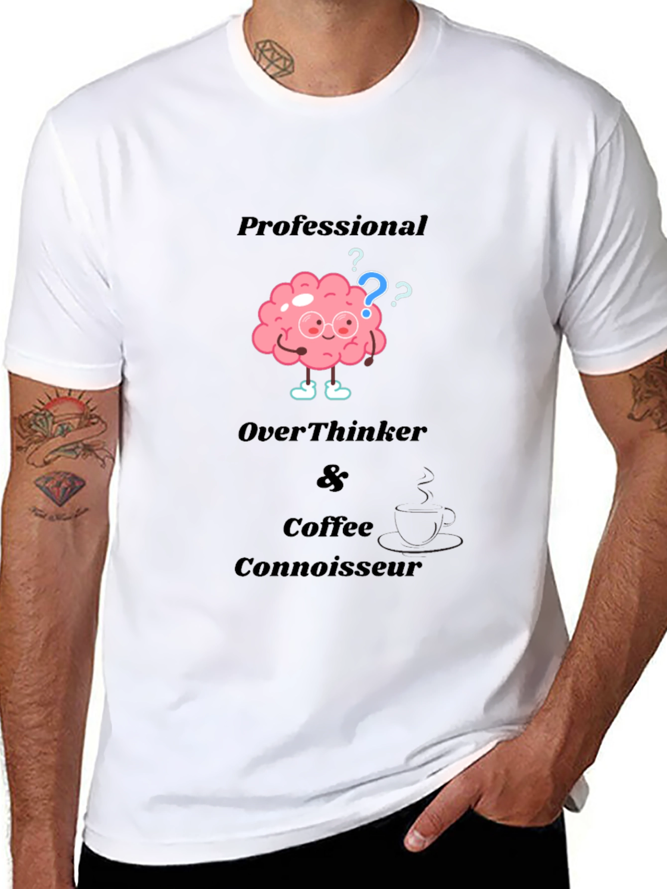 Black Professional Overthinker & Coffee Connoisseur T-Shirt view 8
