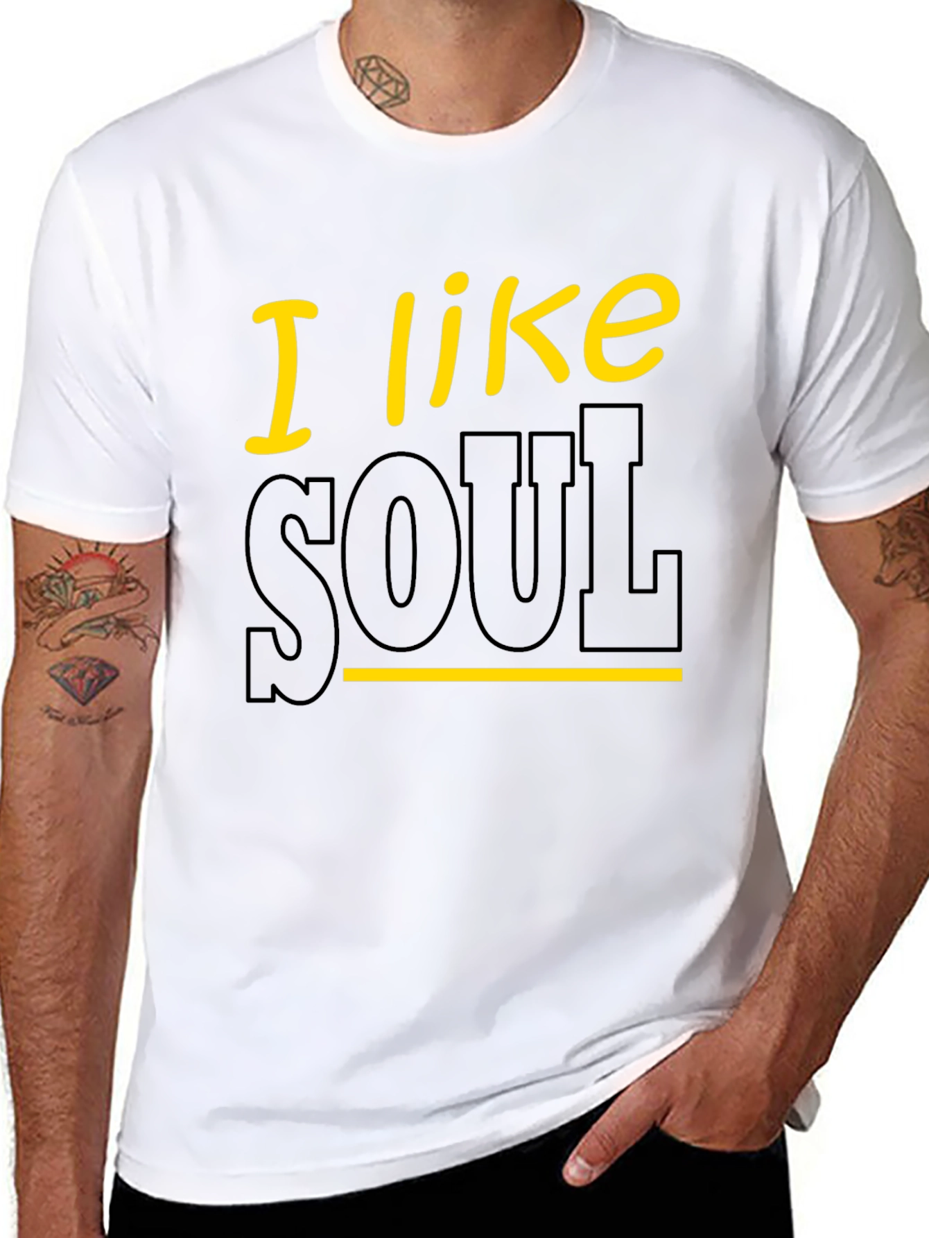 Black I Like Soul Graphic Tee - Black Cotton T-Shirt view 8