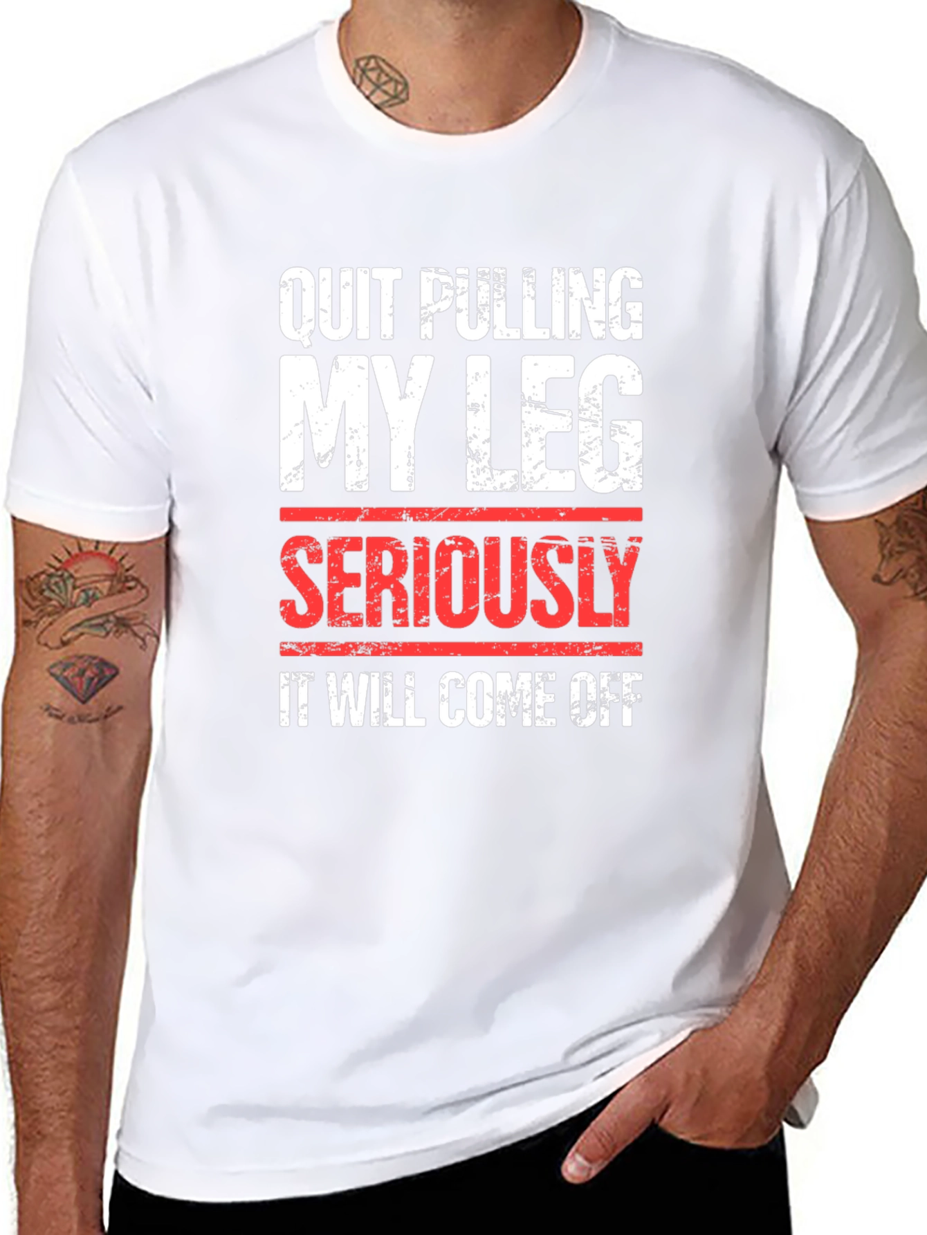 Black Quit Pulling My Leg T-Shirt Funny Sarcastic Tee view 8