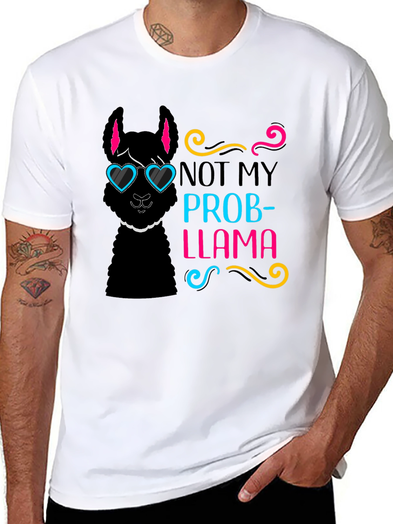 Black Not My Prob-Llama T-Shirt, Funny Graphic Tee view 8