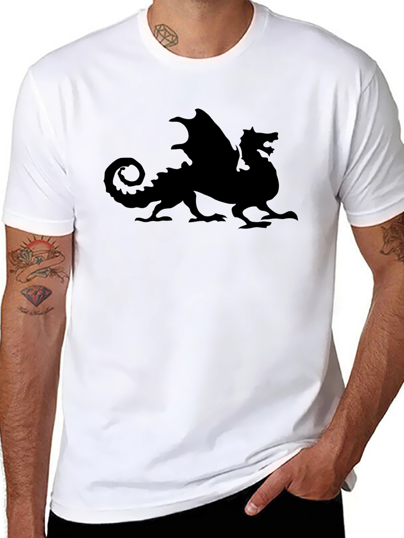 Black Dragon Silhouette Black T-Shirt view 8