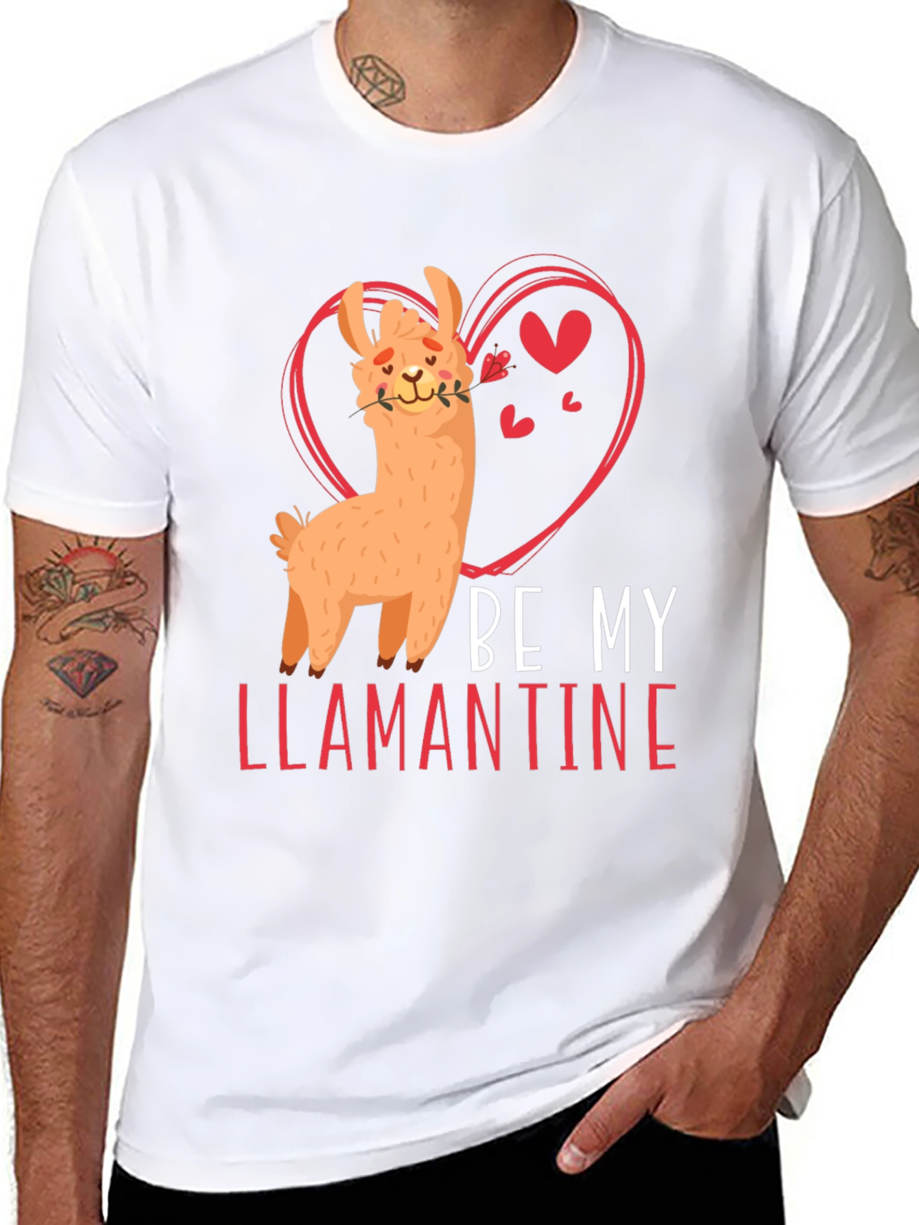 Black Be My Llamantine Black T-Shirt view 8