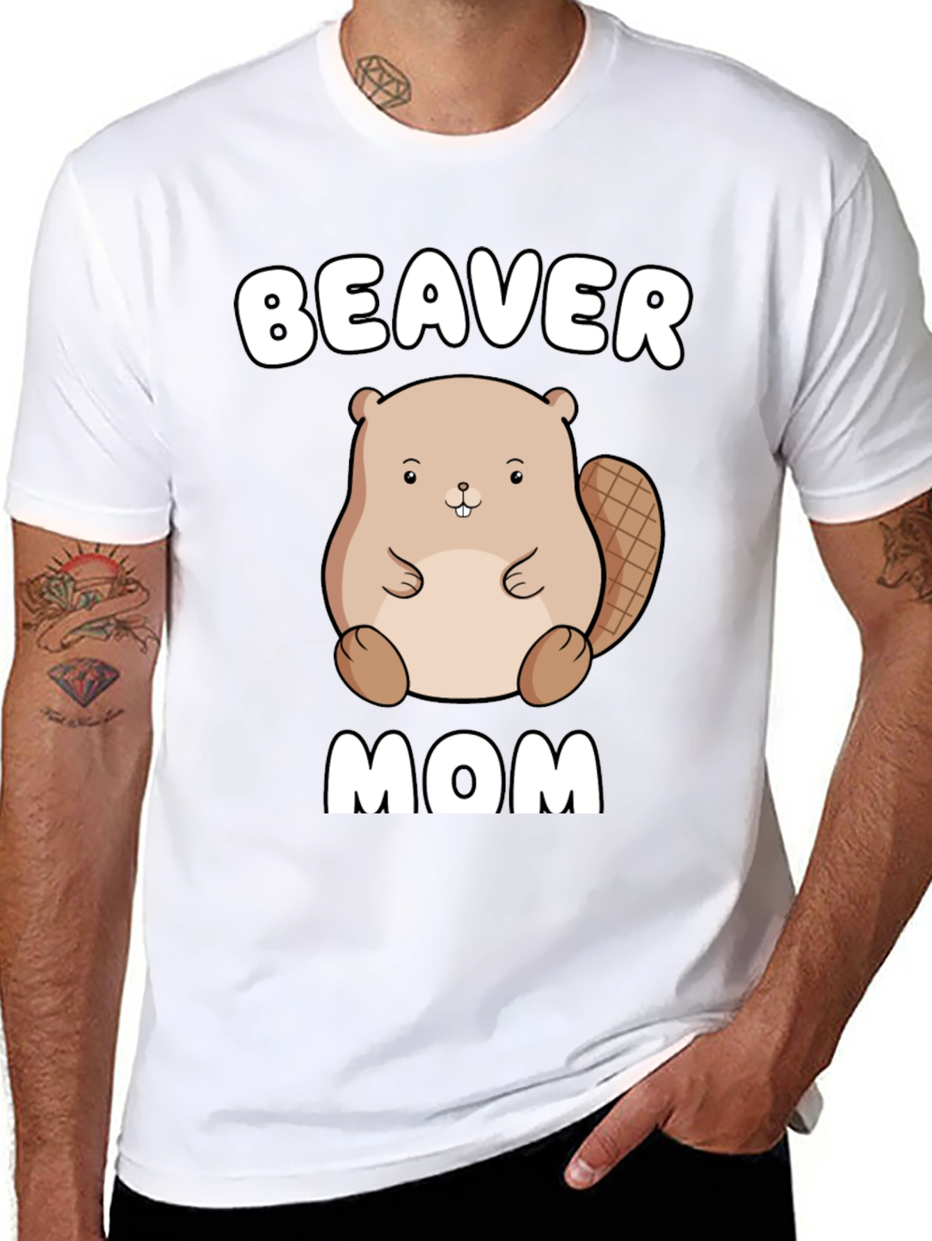 Black Beaver Mom Graphic Tee - Unisex Cotton T-Shirt view 8