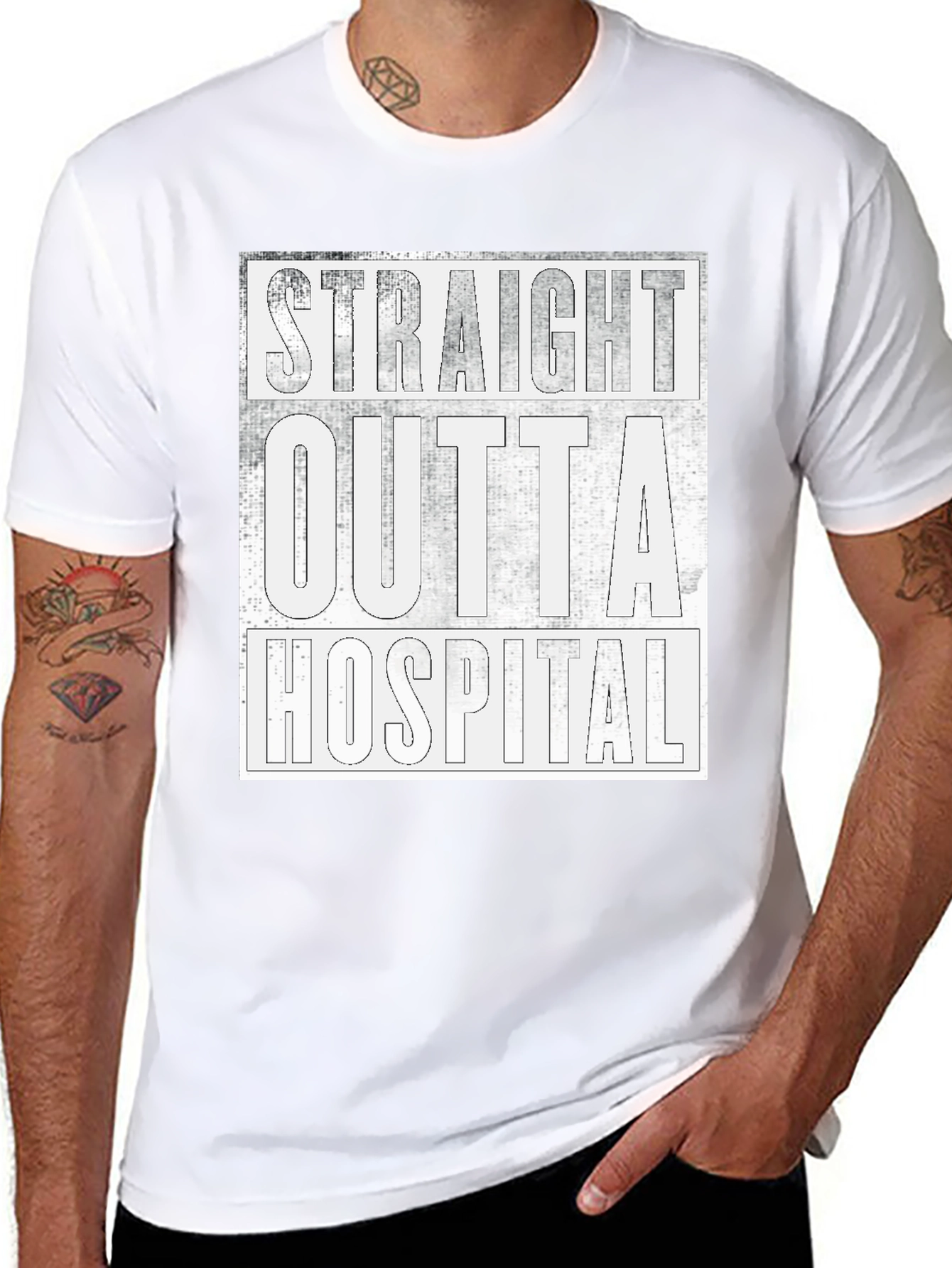 Black Straight Outta Hospital Graphic Tee view 8