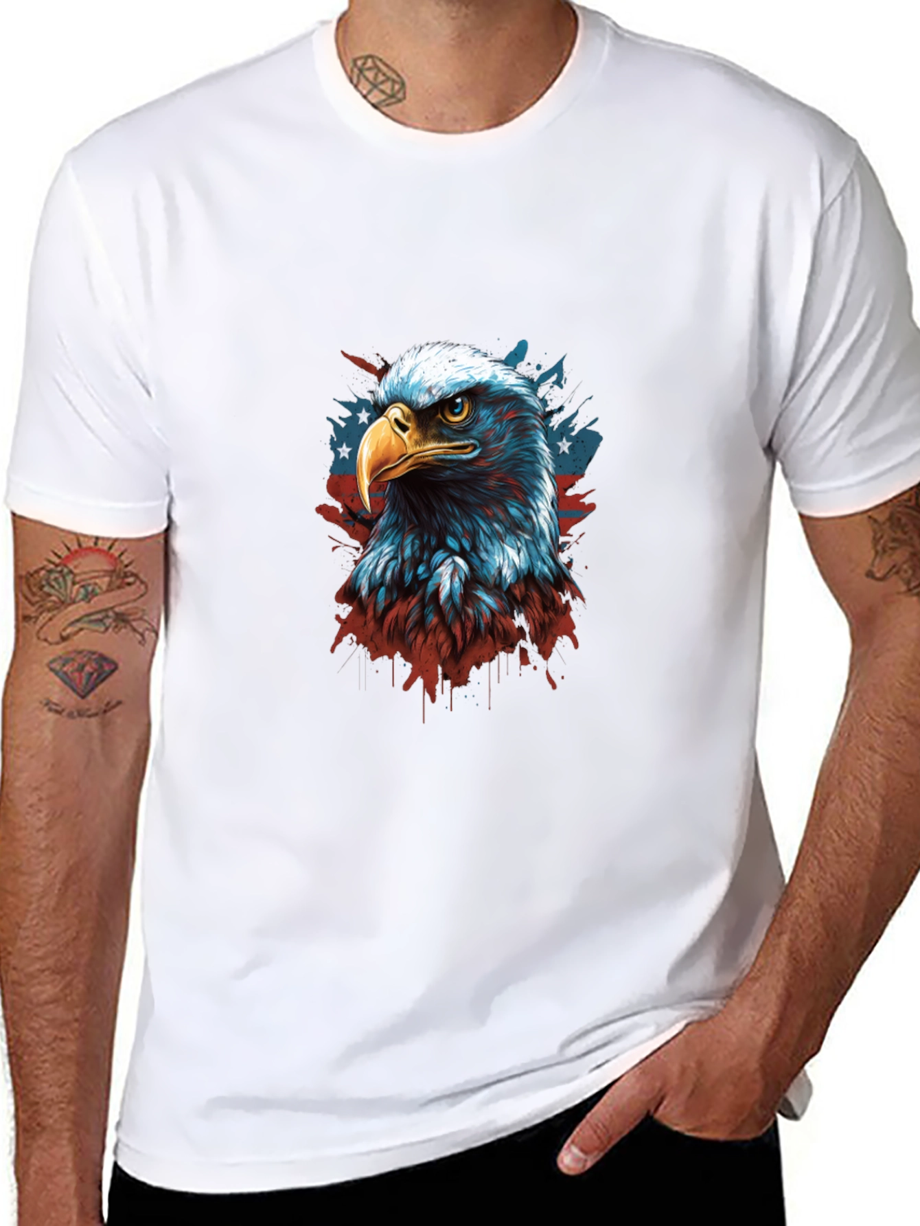 Black Patriotic Eagle Graphic Tee - Men's Black T-Shirt view 8