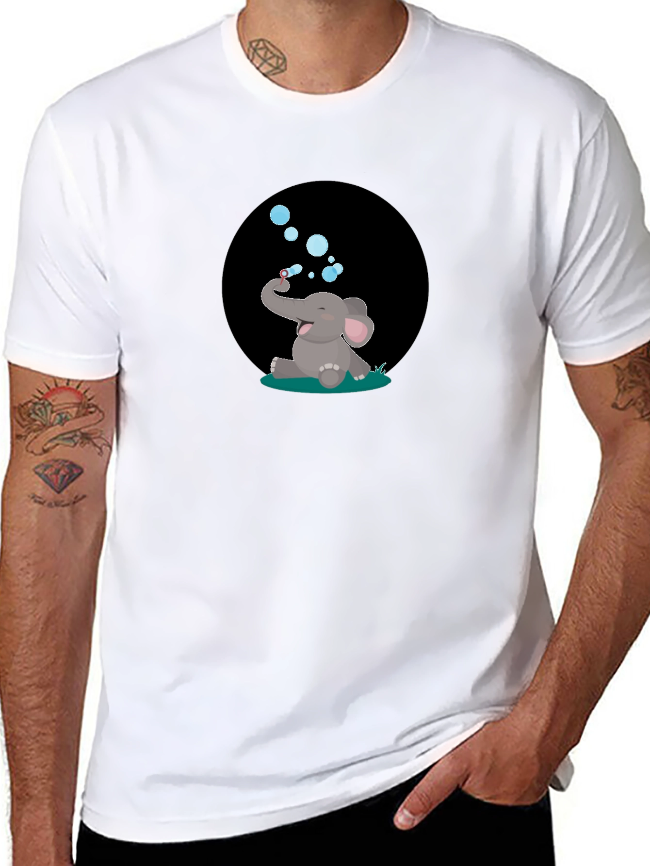 Black Elephant Bubbles Graphic Tee - Black T-Shirt view 8