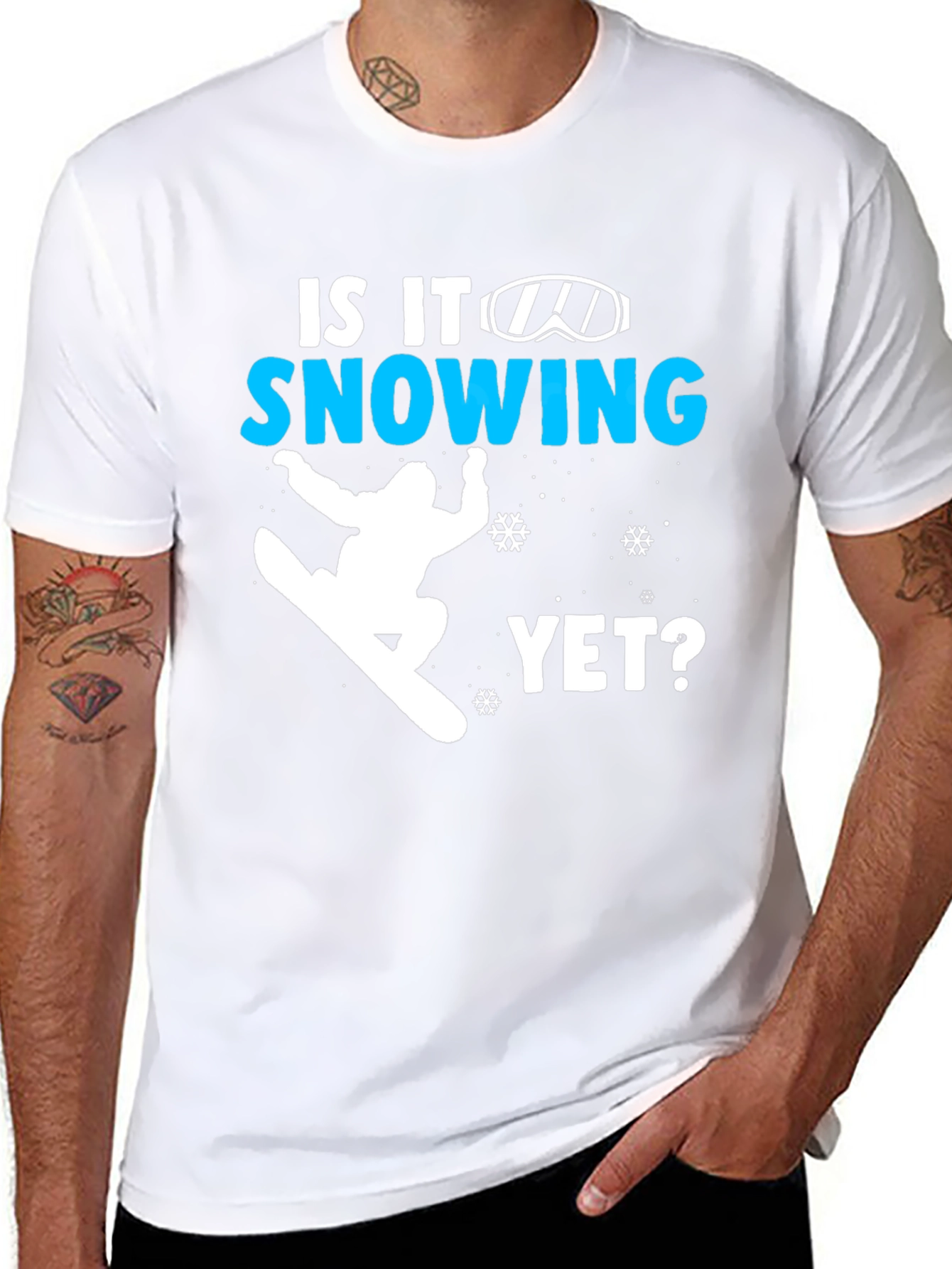 Black Snowboarding T-Shirt - Is It Snowing Yet? view 8