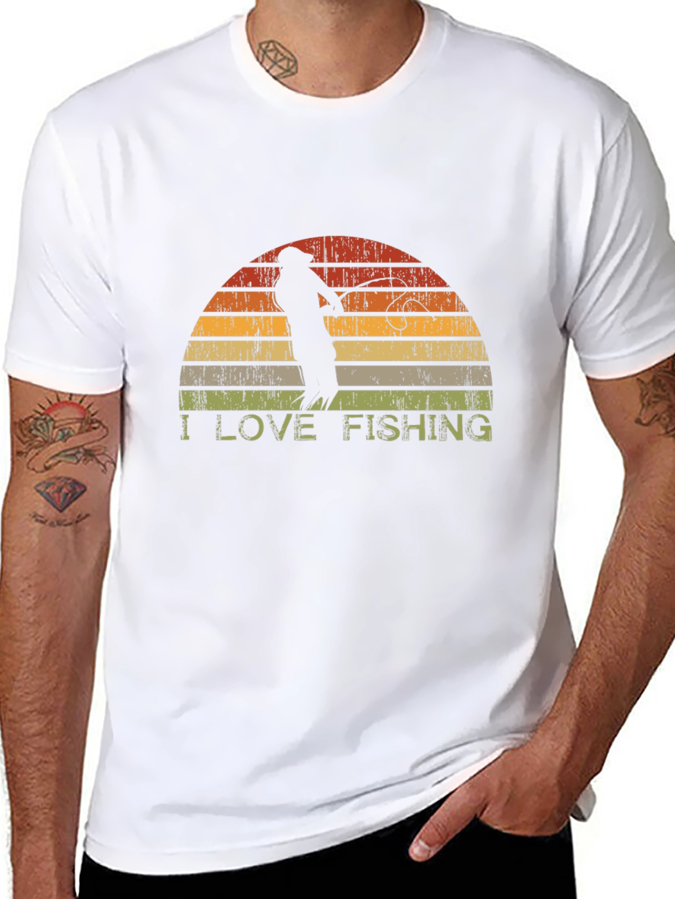 Black I Love Fishing Retro T-Shirt view 8