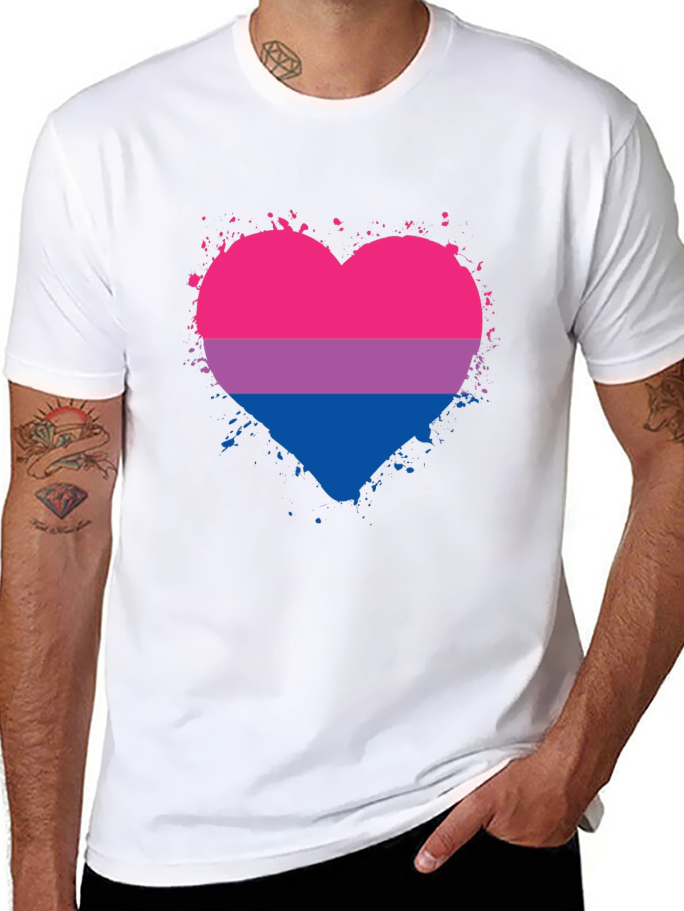 Black Bisexual Pride Heart Graphic T-Shirt view 8