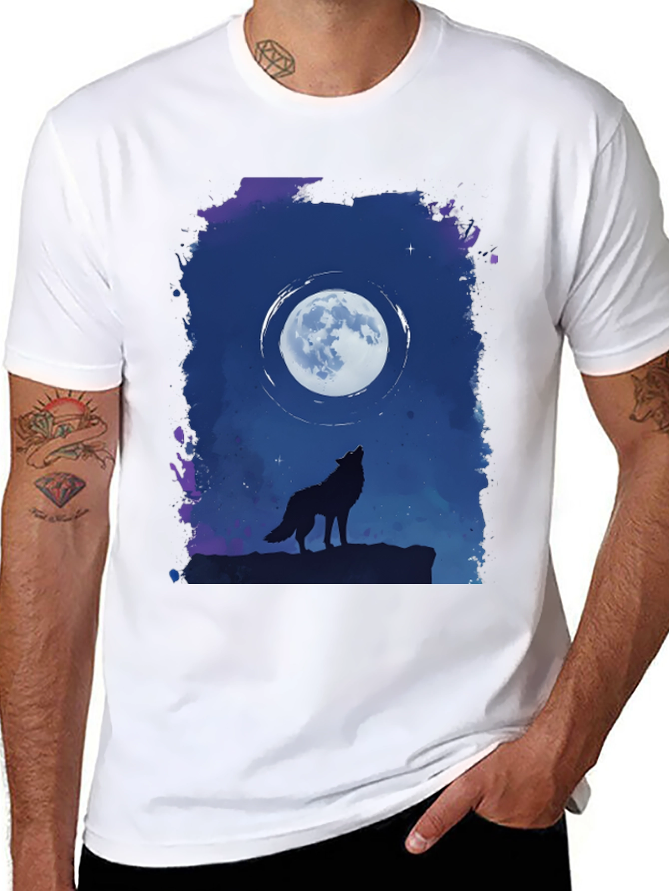 Black Wolf Moon Graphic T-Shirt - Black view 8