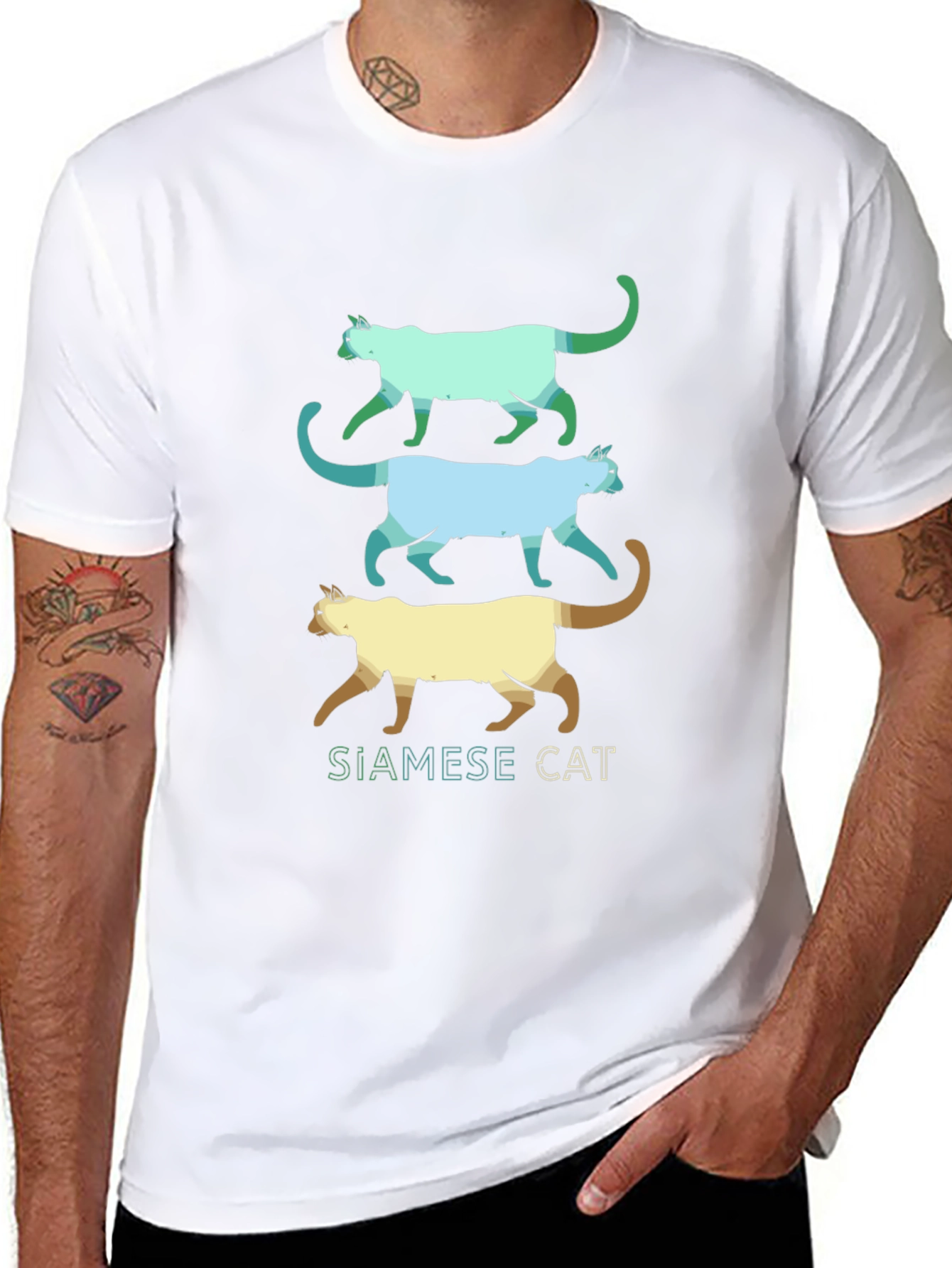 Black Siamese Cat T-Shirt - Cool Cat Design view 8