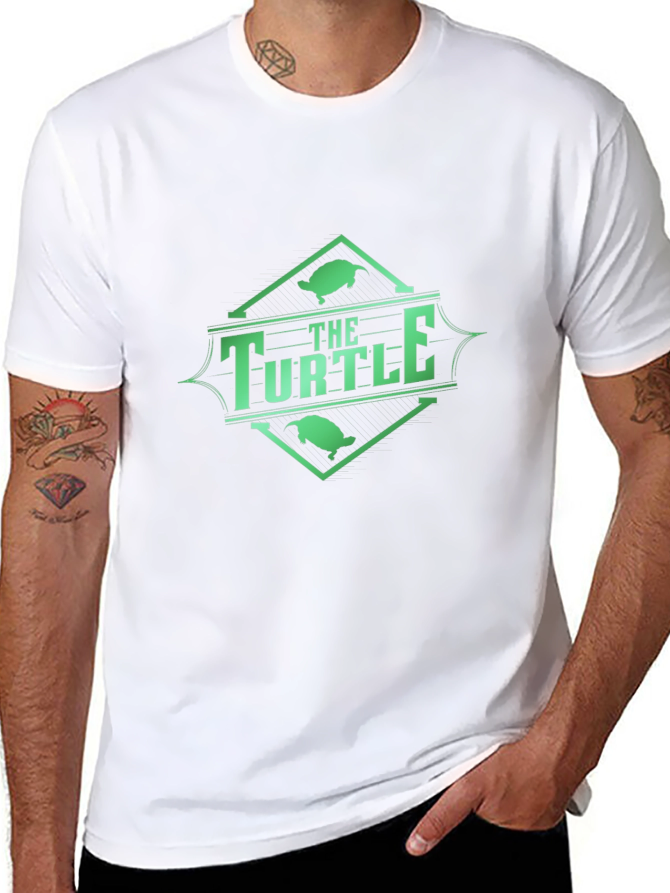 Black The Turtle Graphic Tee - Black Cotton Blend T-Shirt view 8