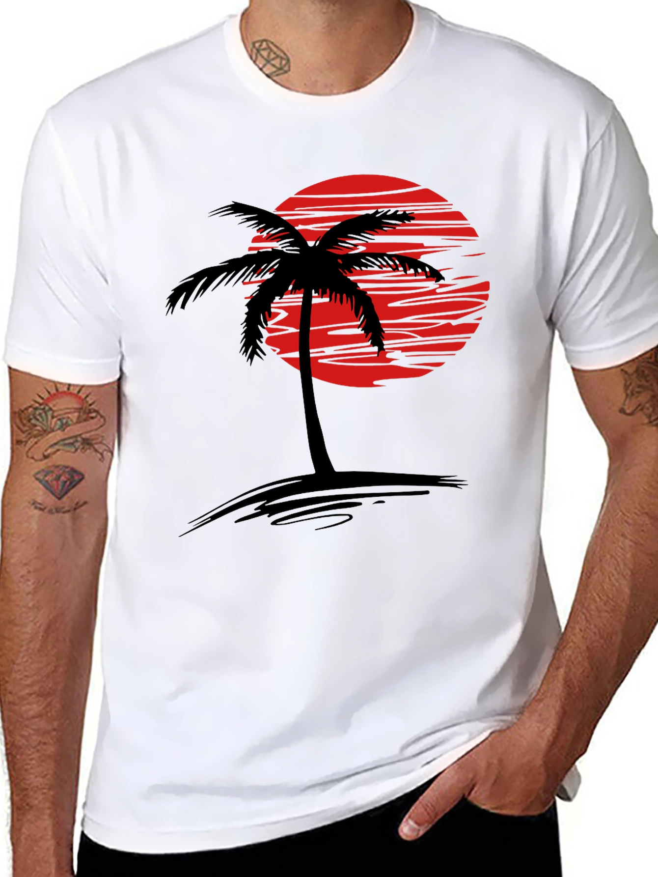 Black Sunset Palm Tree Graphic T-Shirt - Tropical Vibe view 8