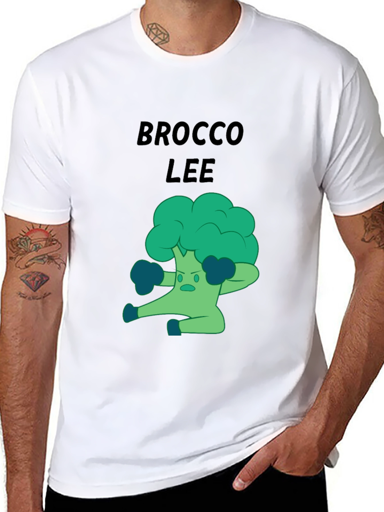 Black Brocco Lee T-Shirt - Funny Vegetable Boxer view 8