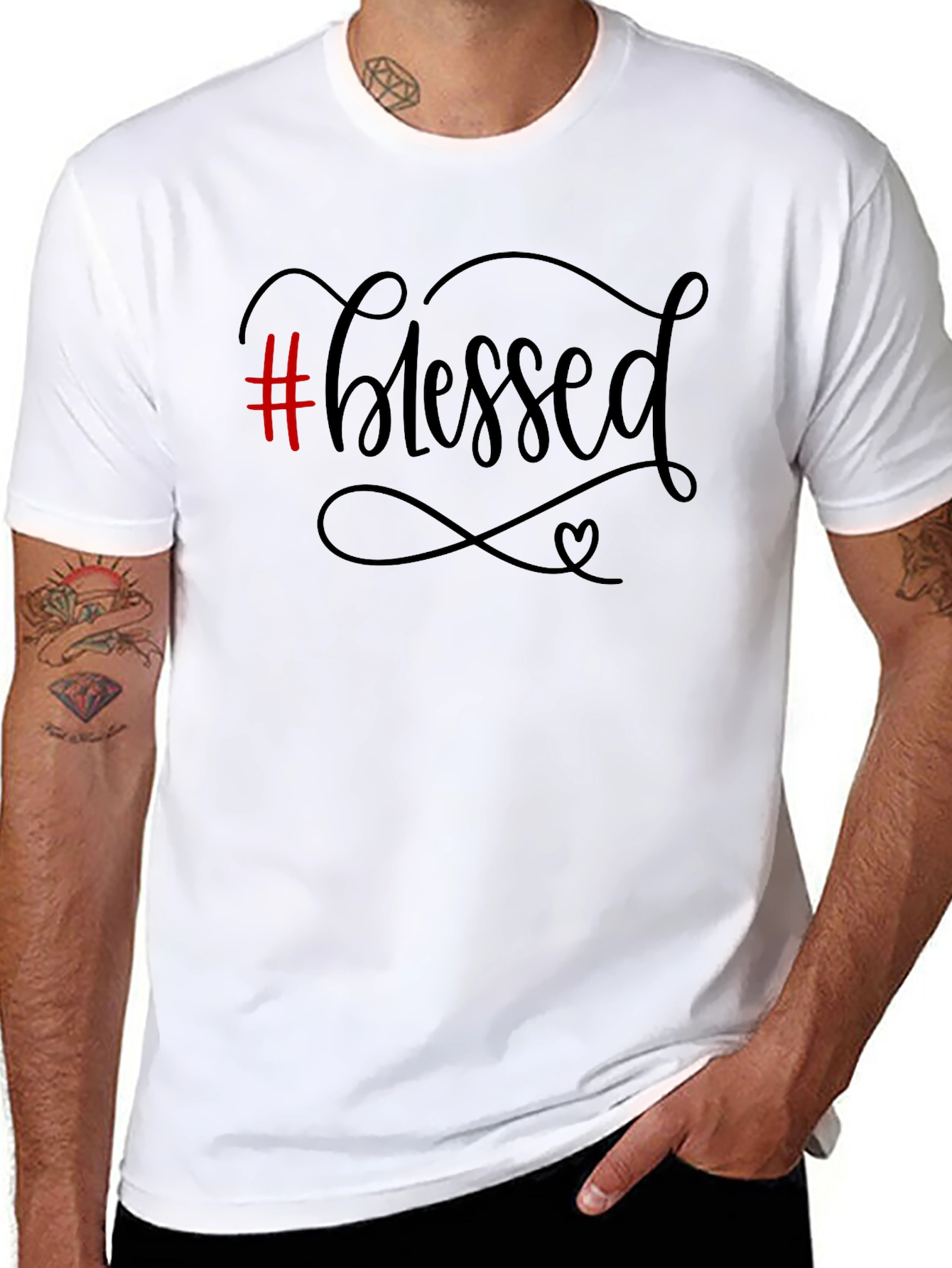 Black #Blessed Graphic Print Men's Black T-Shirt view 8