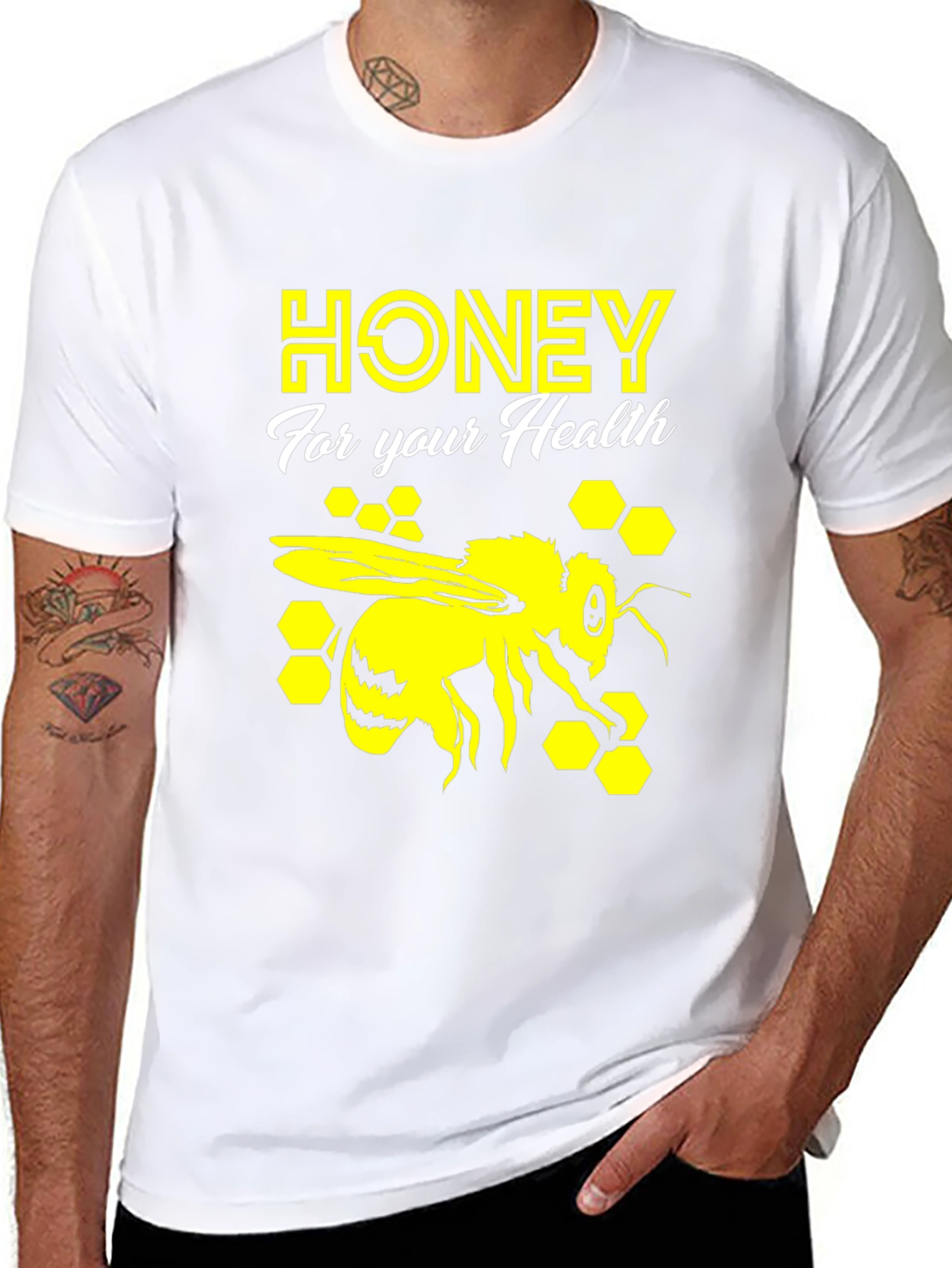 Black Honey Bee Health T-Shirt - Graphic Print Tee view 8