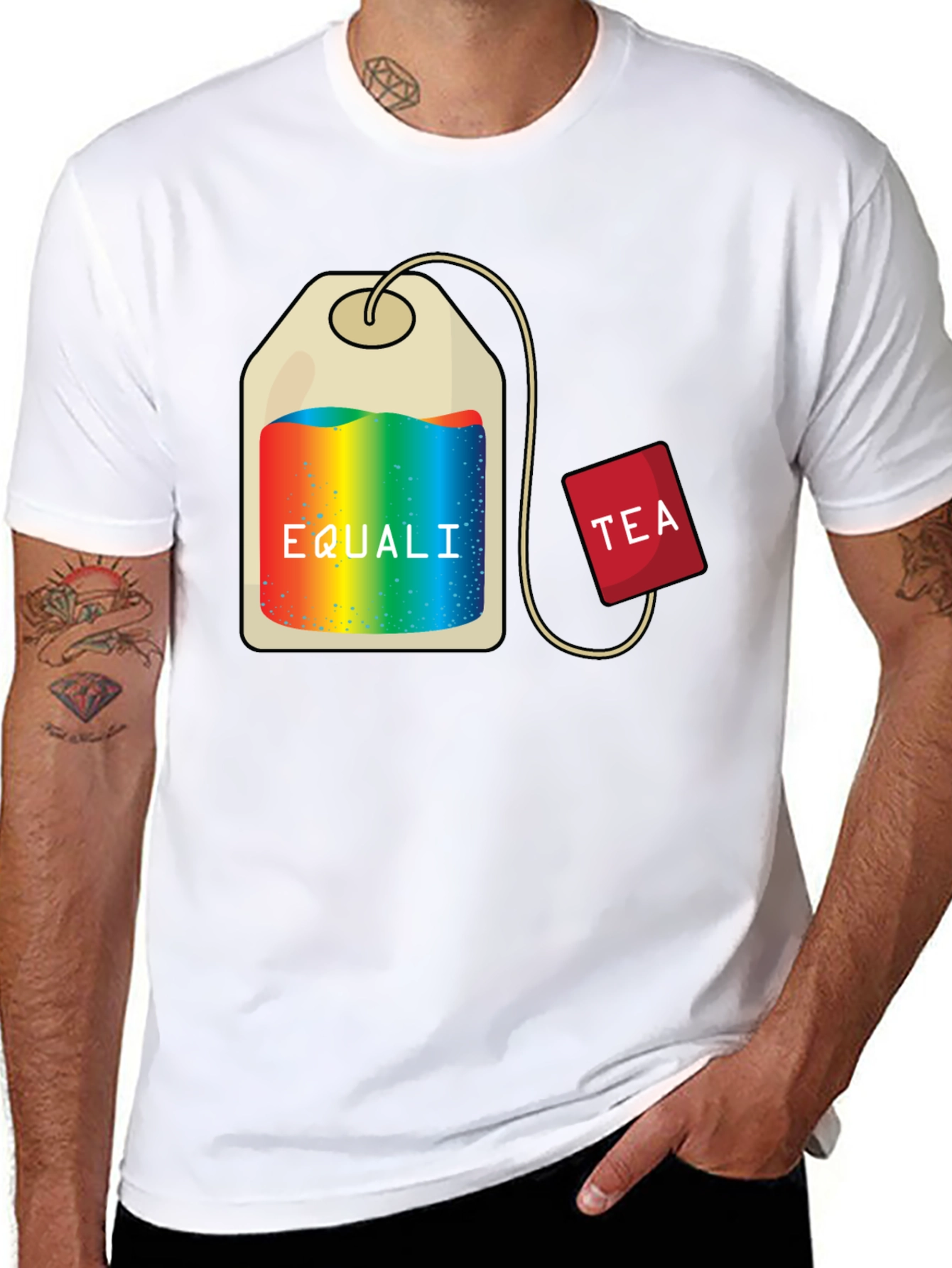 Black Equality Tea T-Shirt - Pride Rainbow Bag Tee view 8