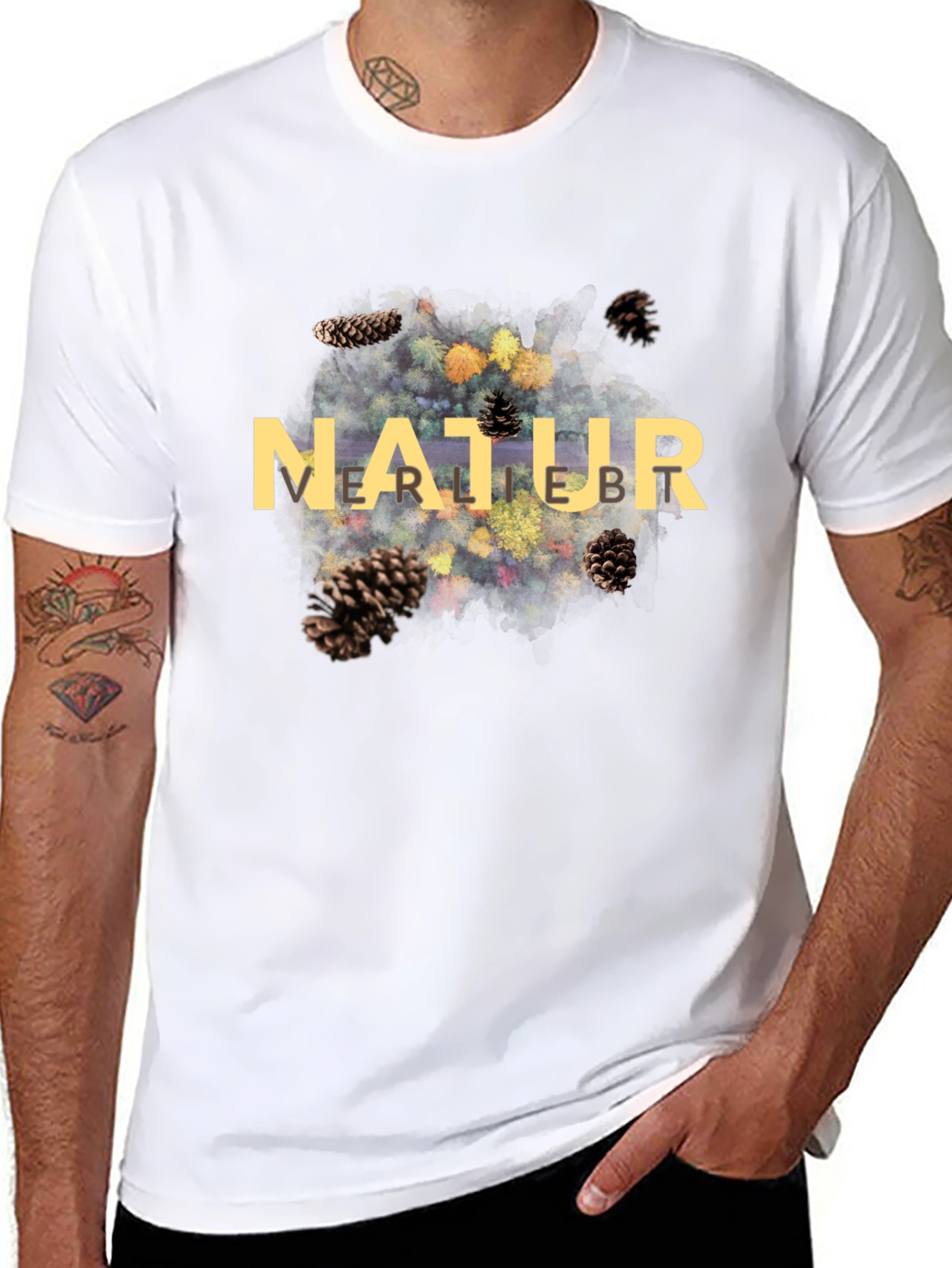 Black Natur Pine Cone Graphic Black T-Shirt view 8