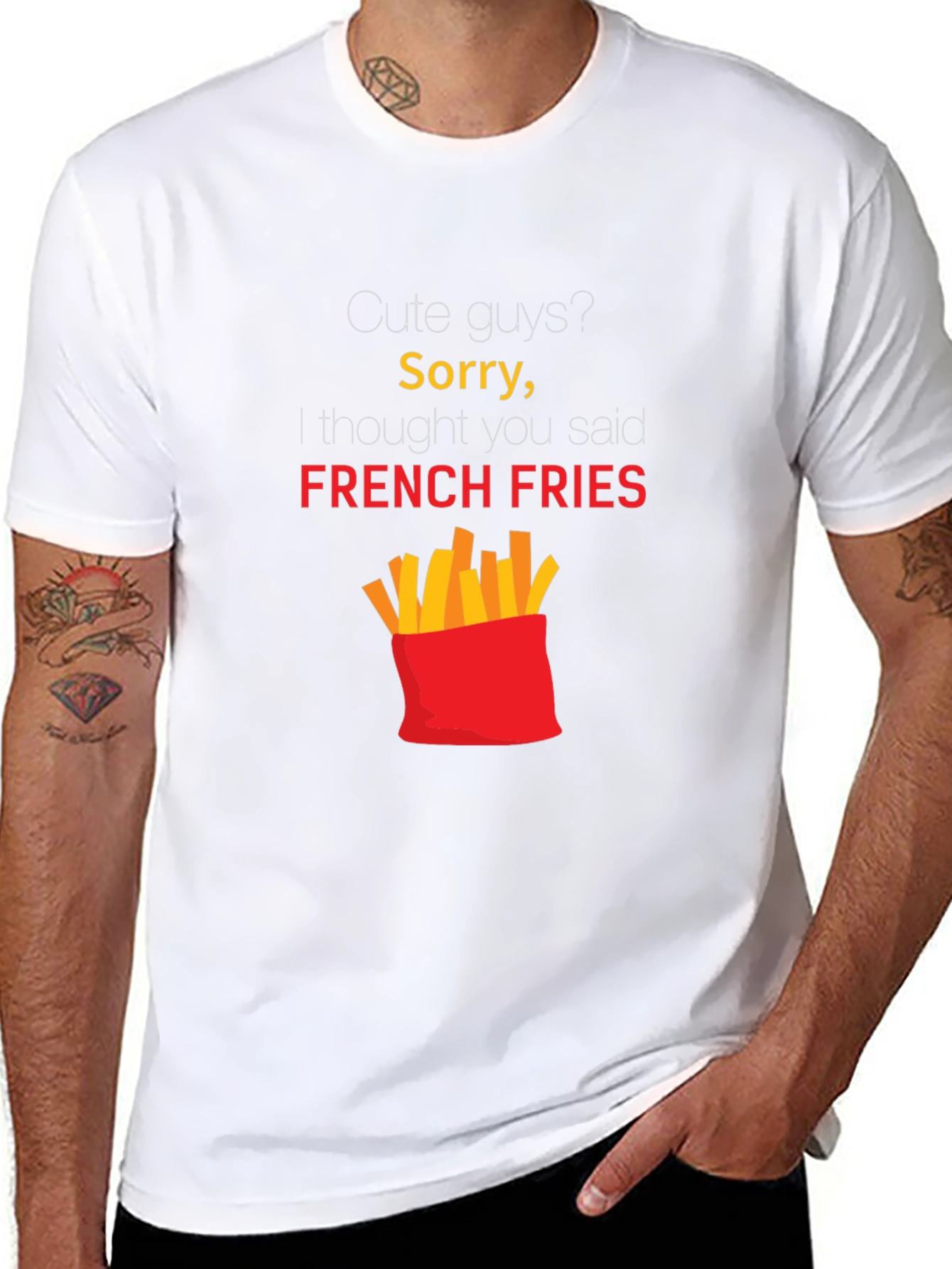 Black Funny French Fries Graphic Tee - Unisex view 8