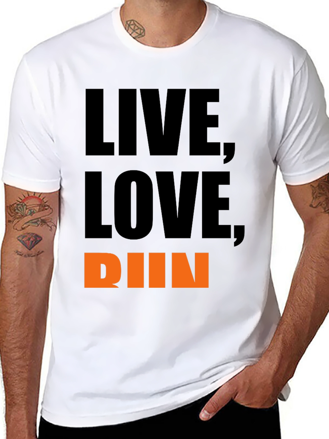 Black Live, Love, Run T-Shirt - Motivational Graphic Tee view 8