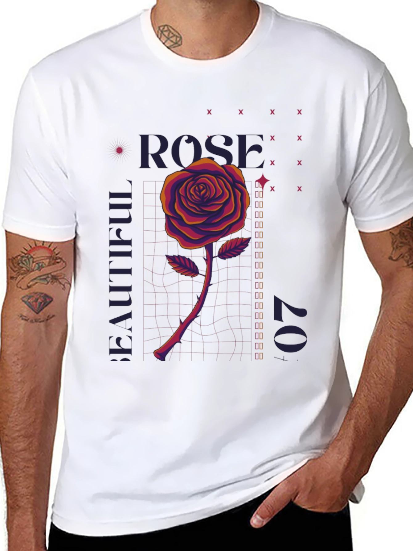 Black Rose Graphic T-Shirt - Men's Black Tee view 8