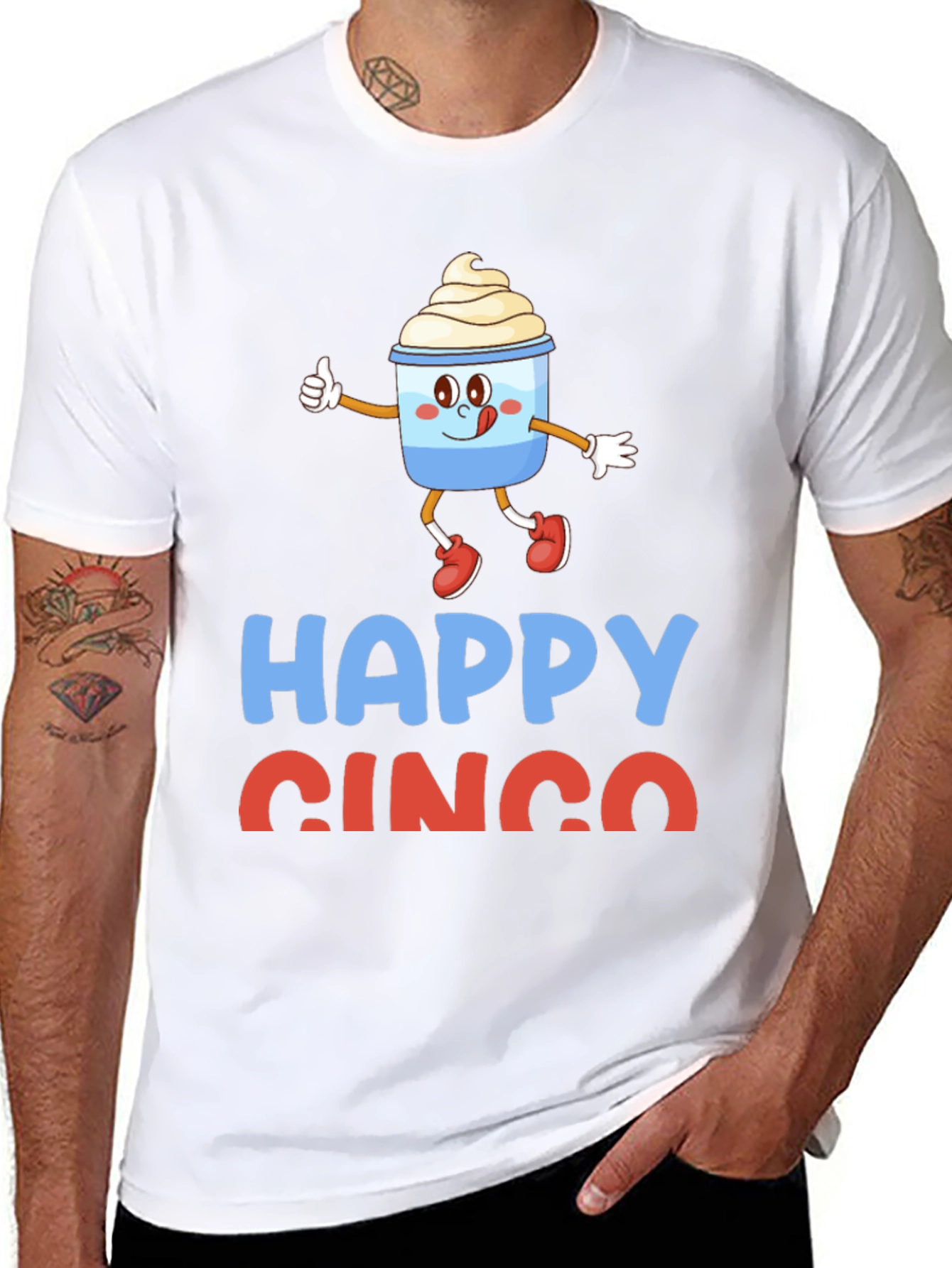 Black Happy Cinco Cartoon T-Shirt view 8