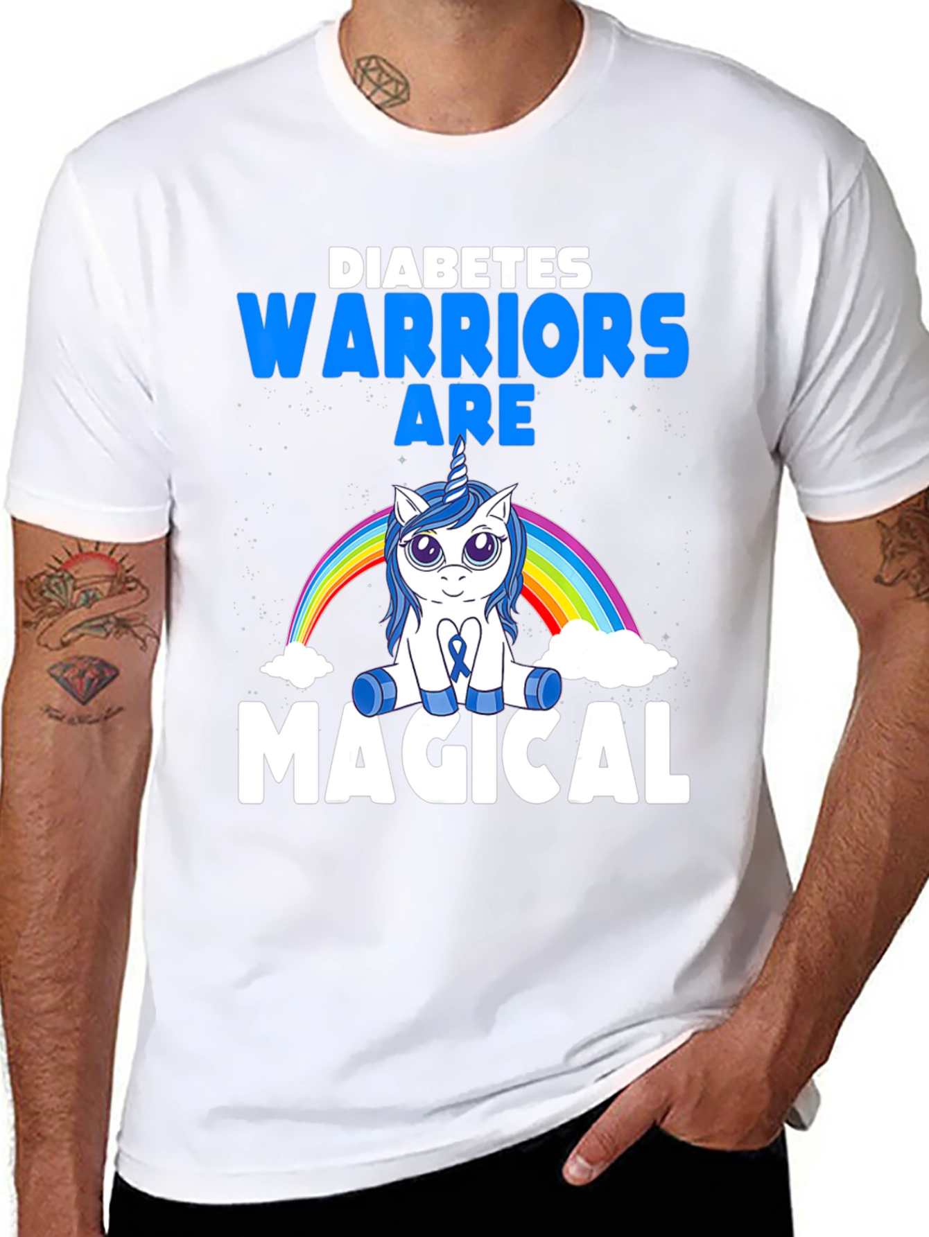Black Diabetes Warrior Magical Unicorn T-Shirt view 8