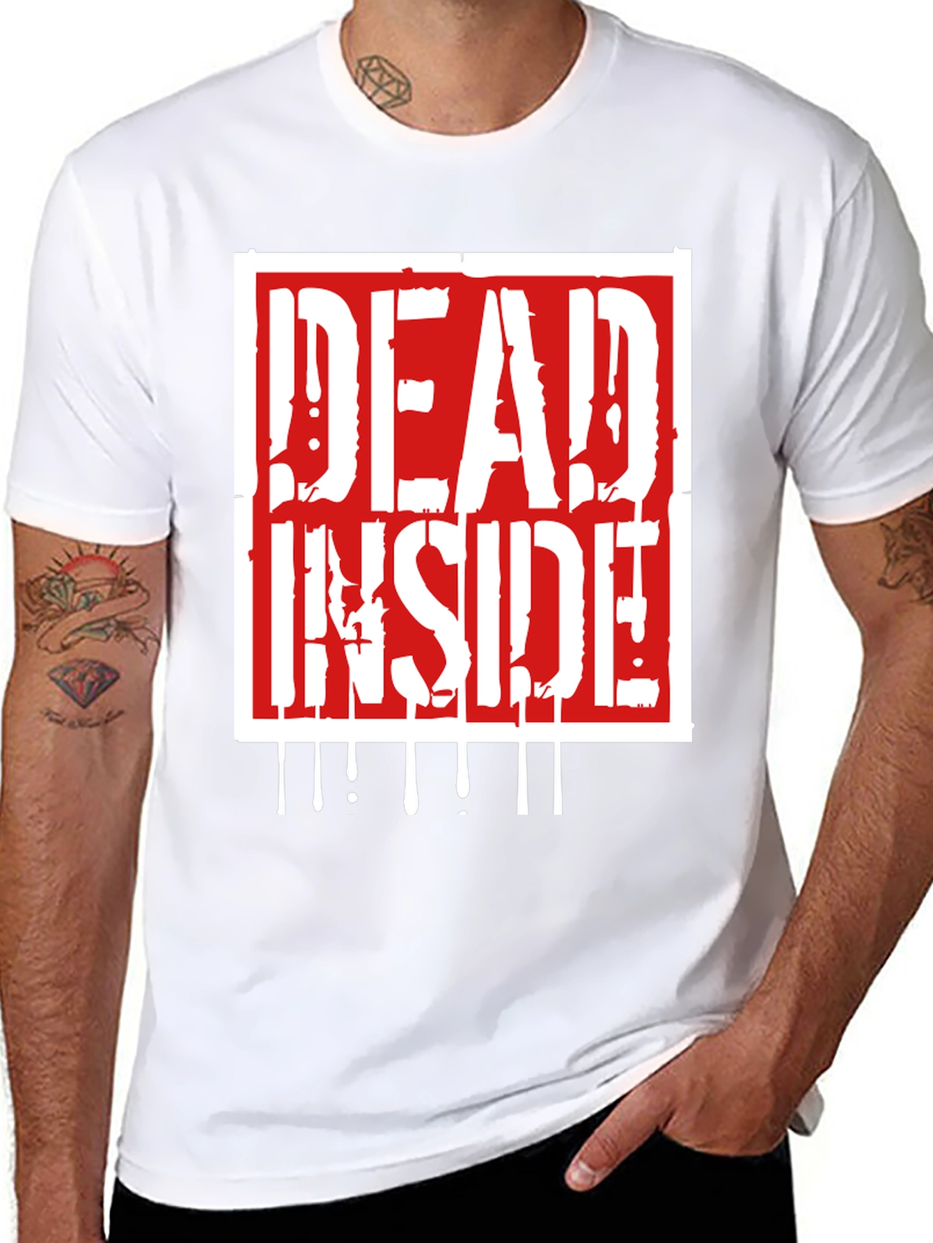 Black Dead Inside Graphic Print Tee - Black view 8