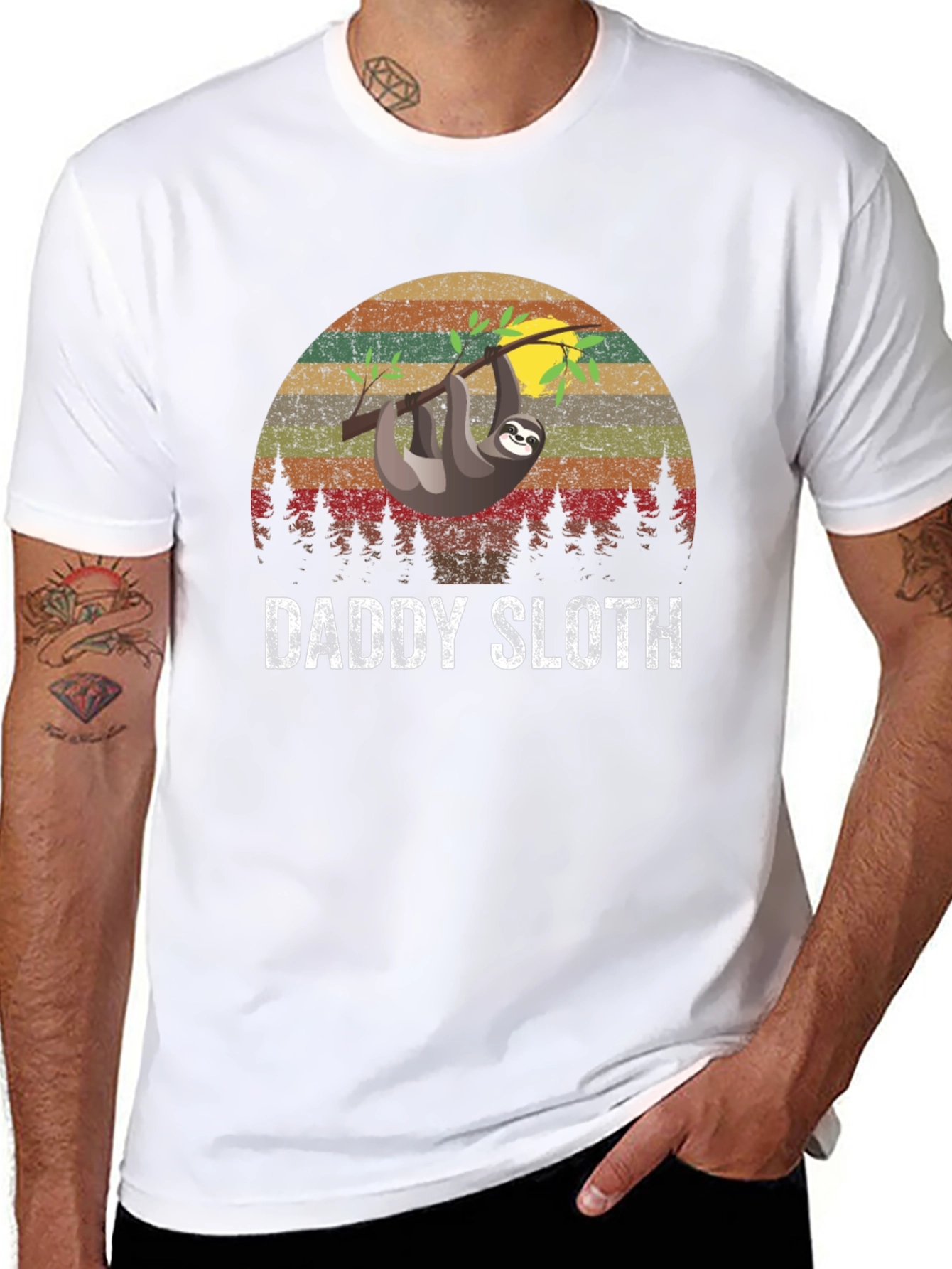 Black Daddy Sloth Graphic T-Shirt view 8