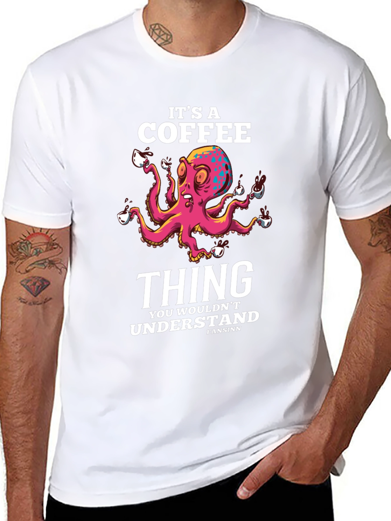 Black It's a Coffee Thing T-Shirt Octopus Design view 8