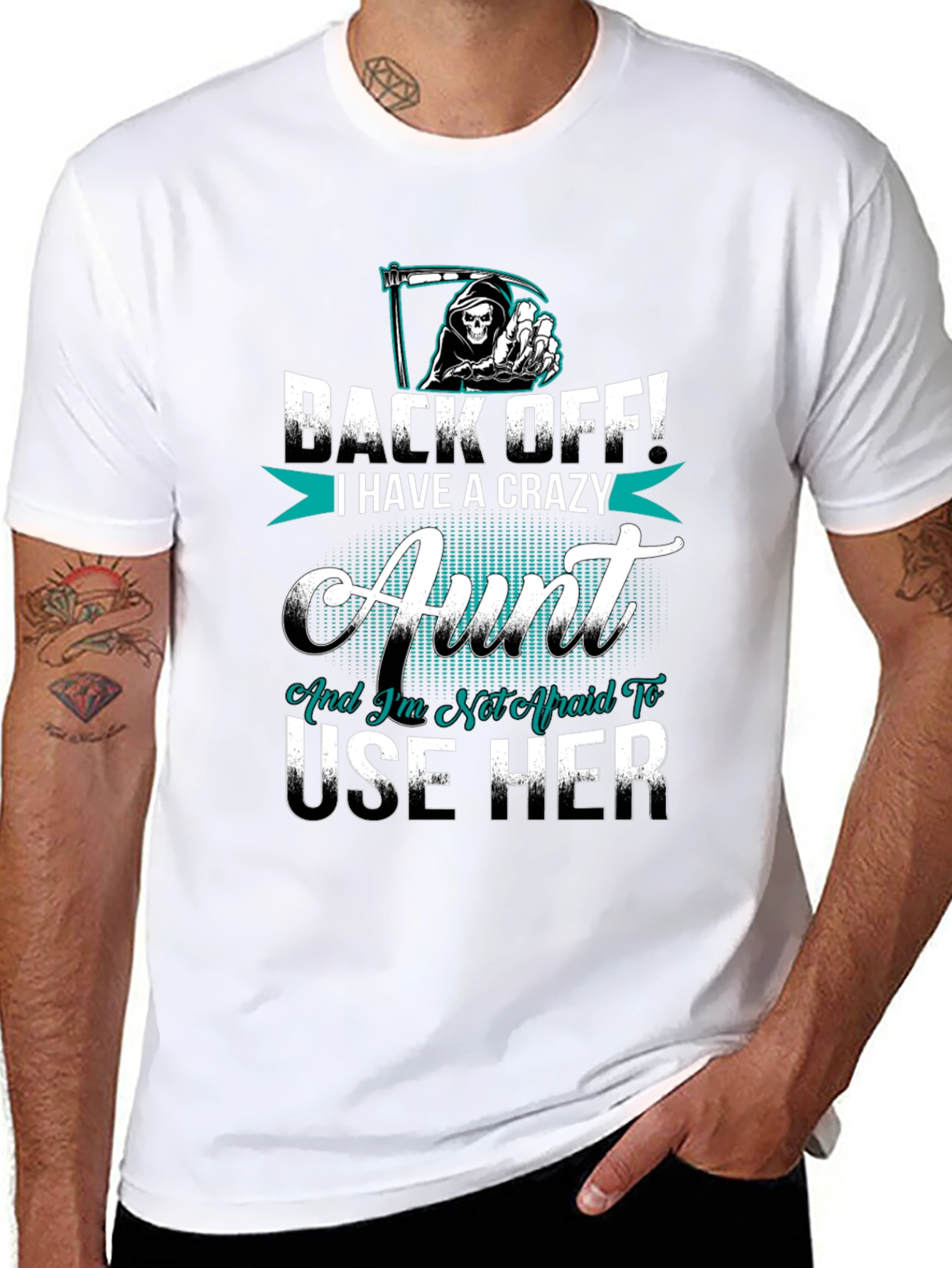 Black Crazy Aunt T-Shirt Novelty Graphic Tee view 8