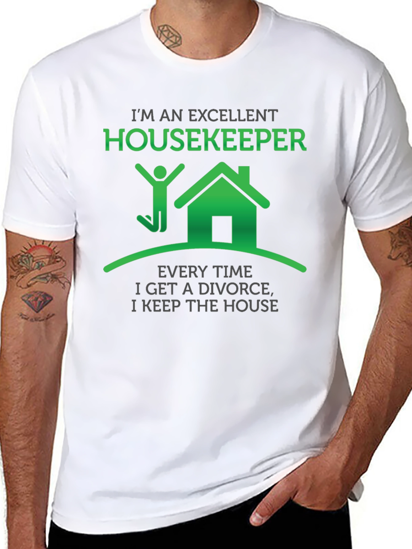 Black Excellent Housekeeper T-Shirt Funny Divorce Gift view 8