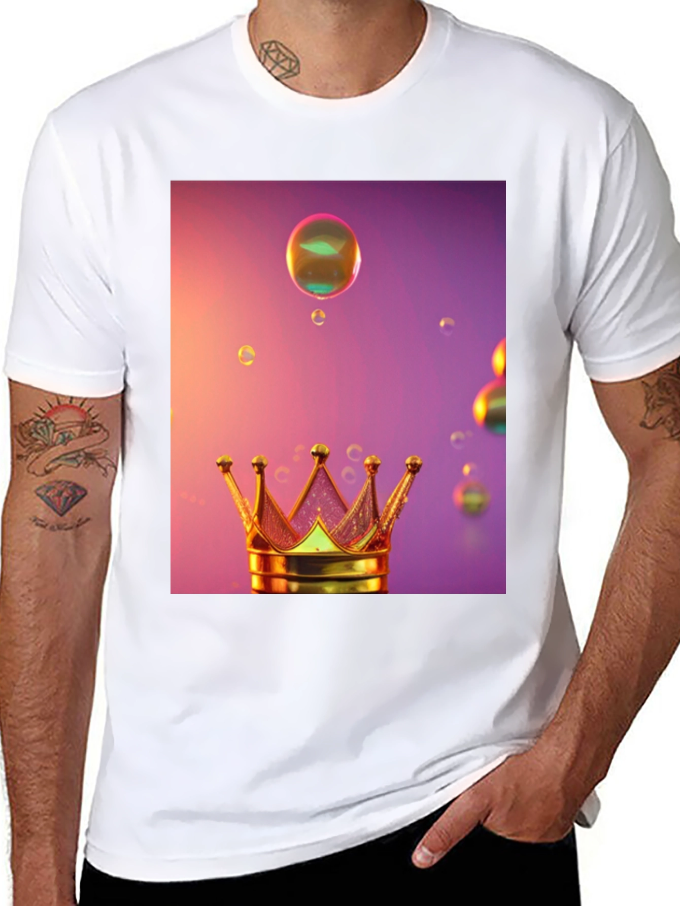 Black Crown and Bubbles Graphic Tee view 8