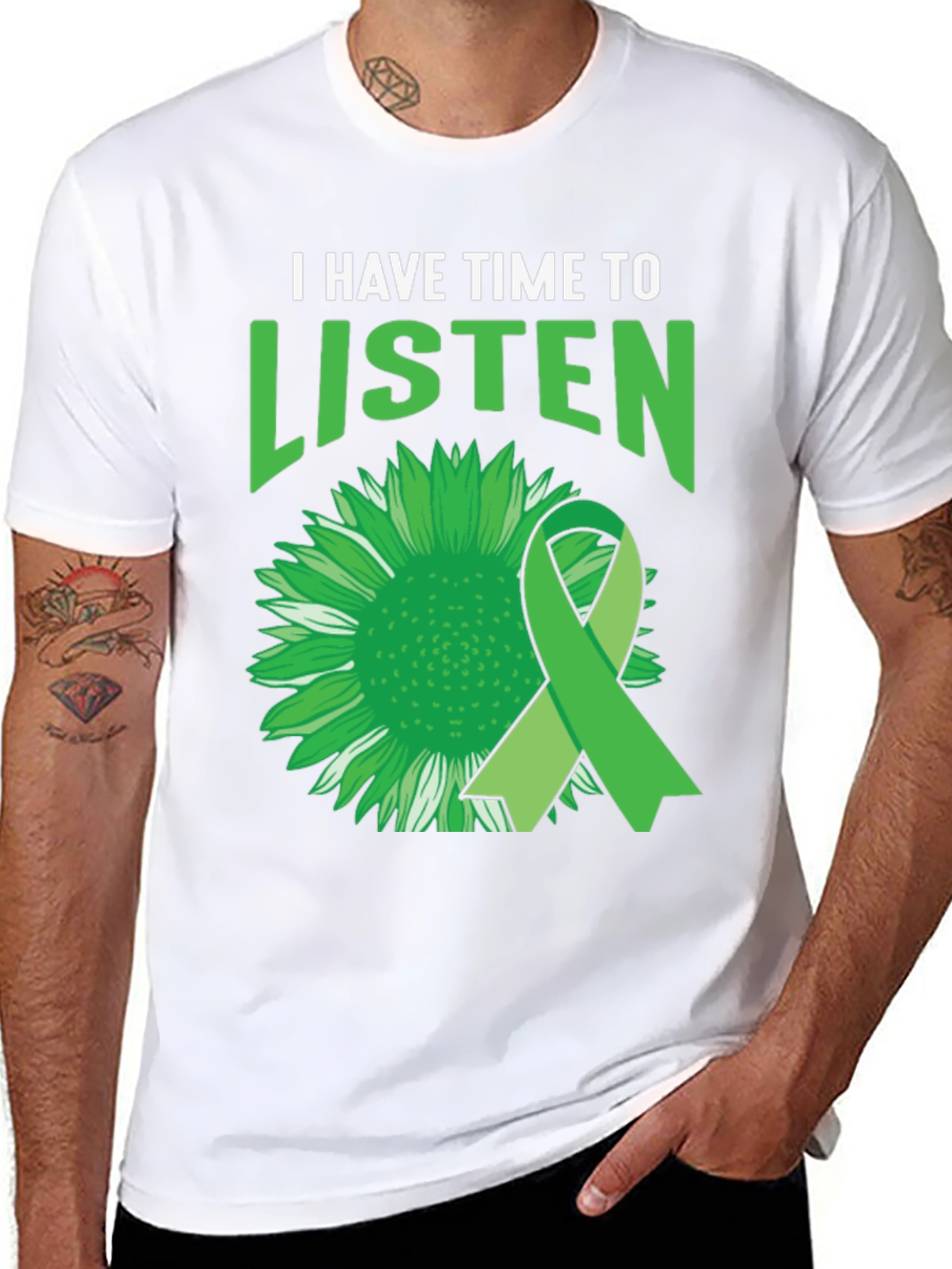 Black I Have Time to Listen Mental Health T-Shirt view 8