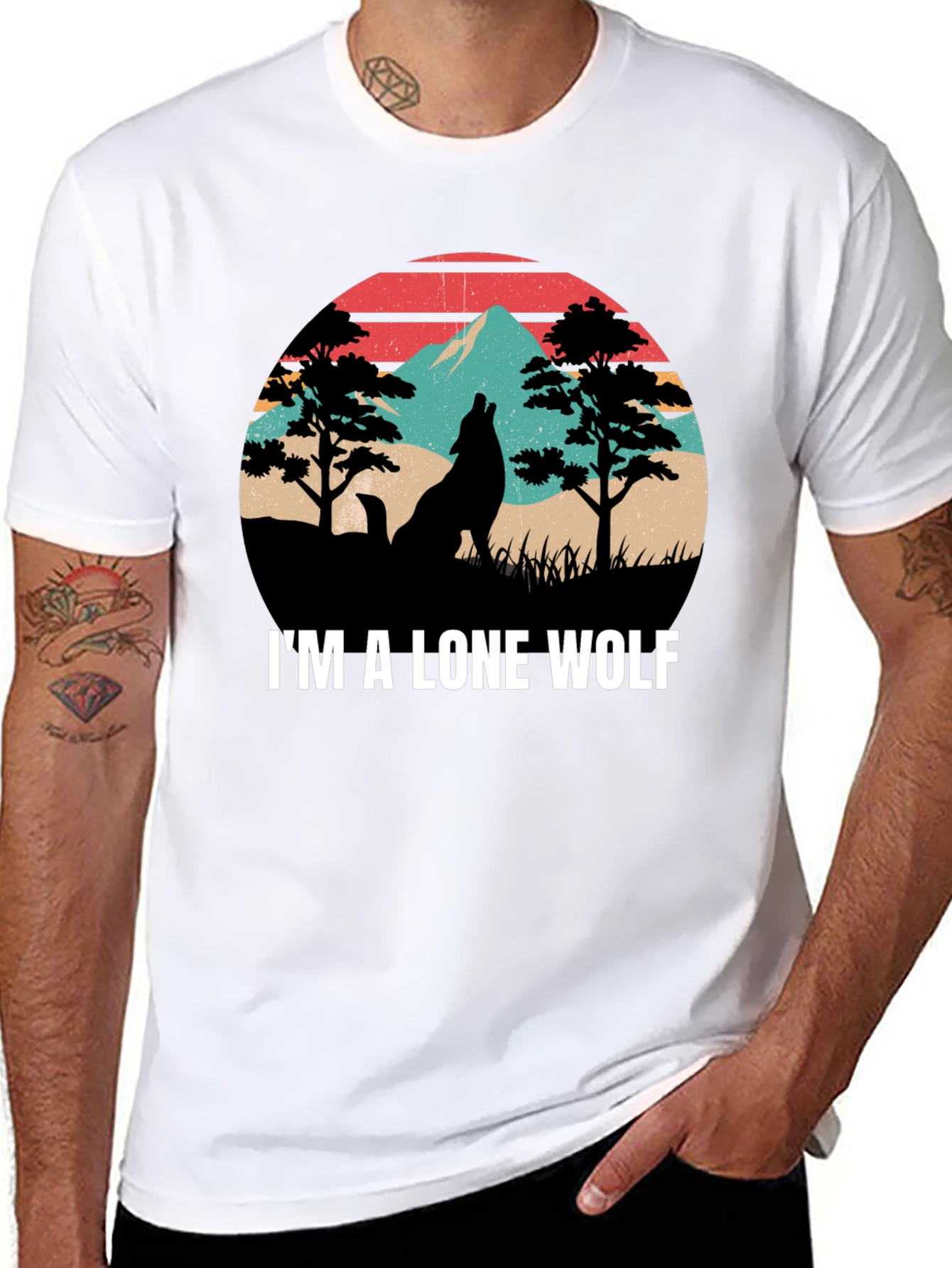 Black Lone Wolf Graphic Tee - Nature Inspired Design view 8