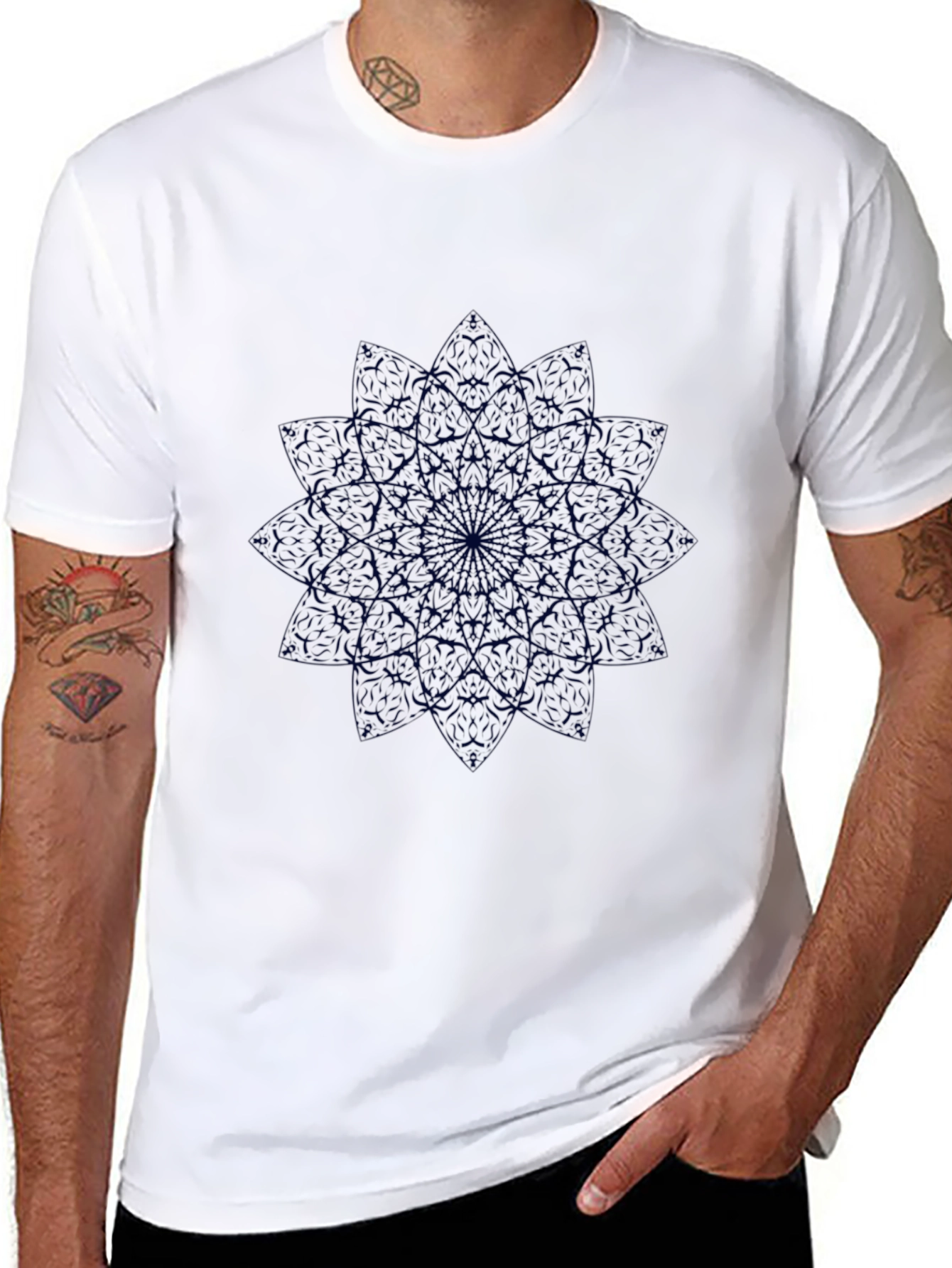 Black Mandala Graphic Black T-Shirt view 8