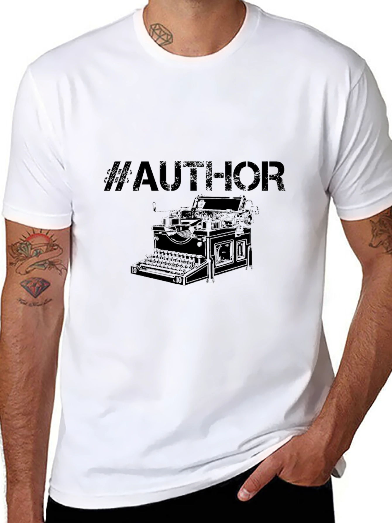 Black Author Typewriter Graphic Tee - Black view 8