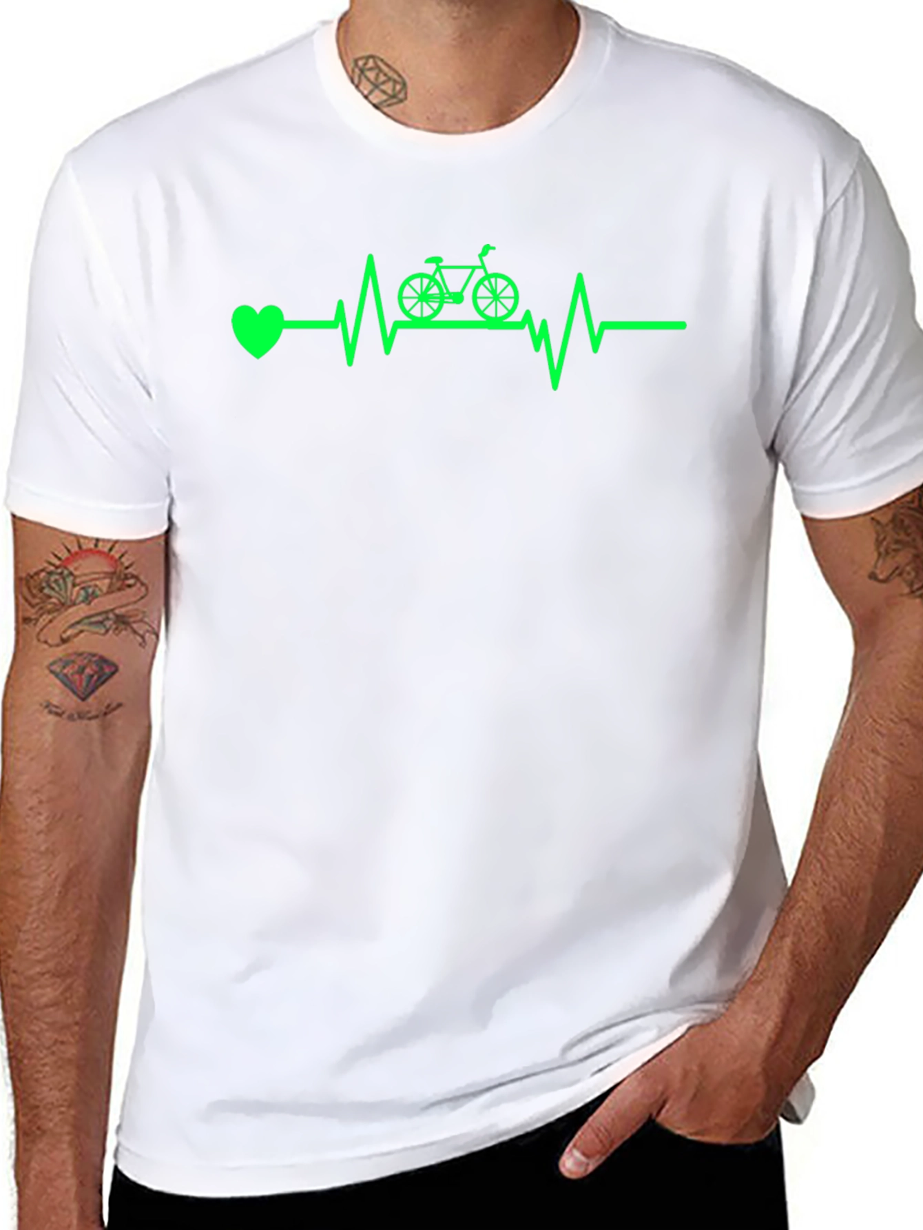 Black Cycling Heartbeat T-Shirt - Black view 8