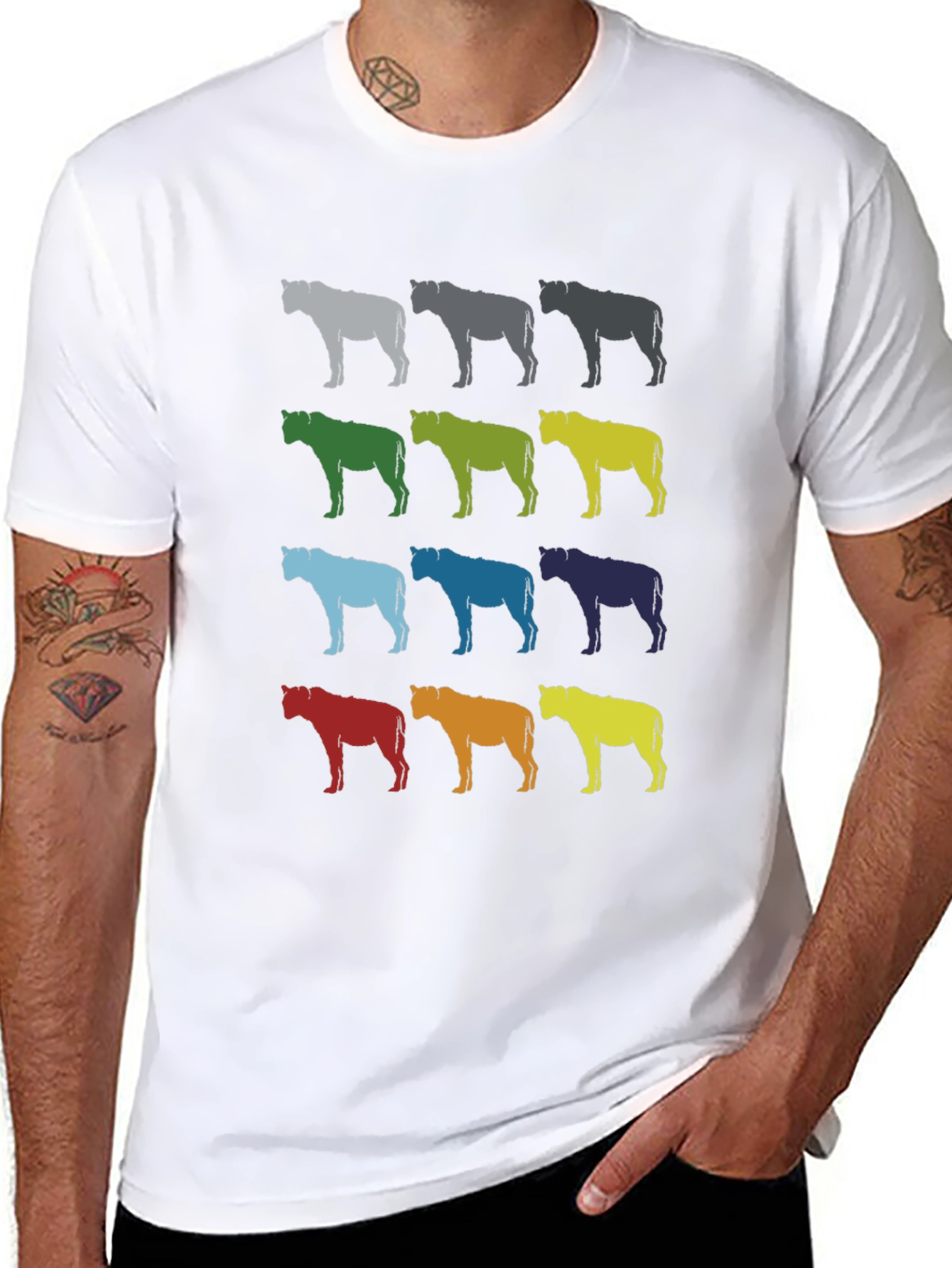 Colorful Bulls Graphic Tee - Stylish Men's Black T-Shirt - 8