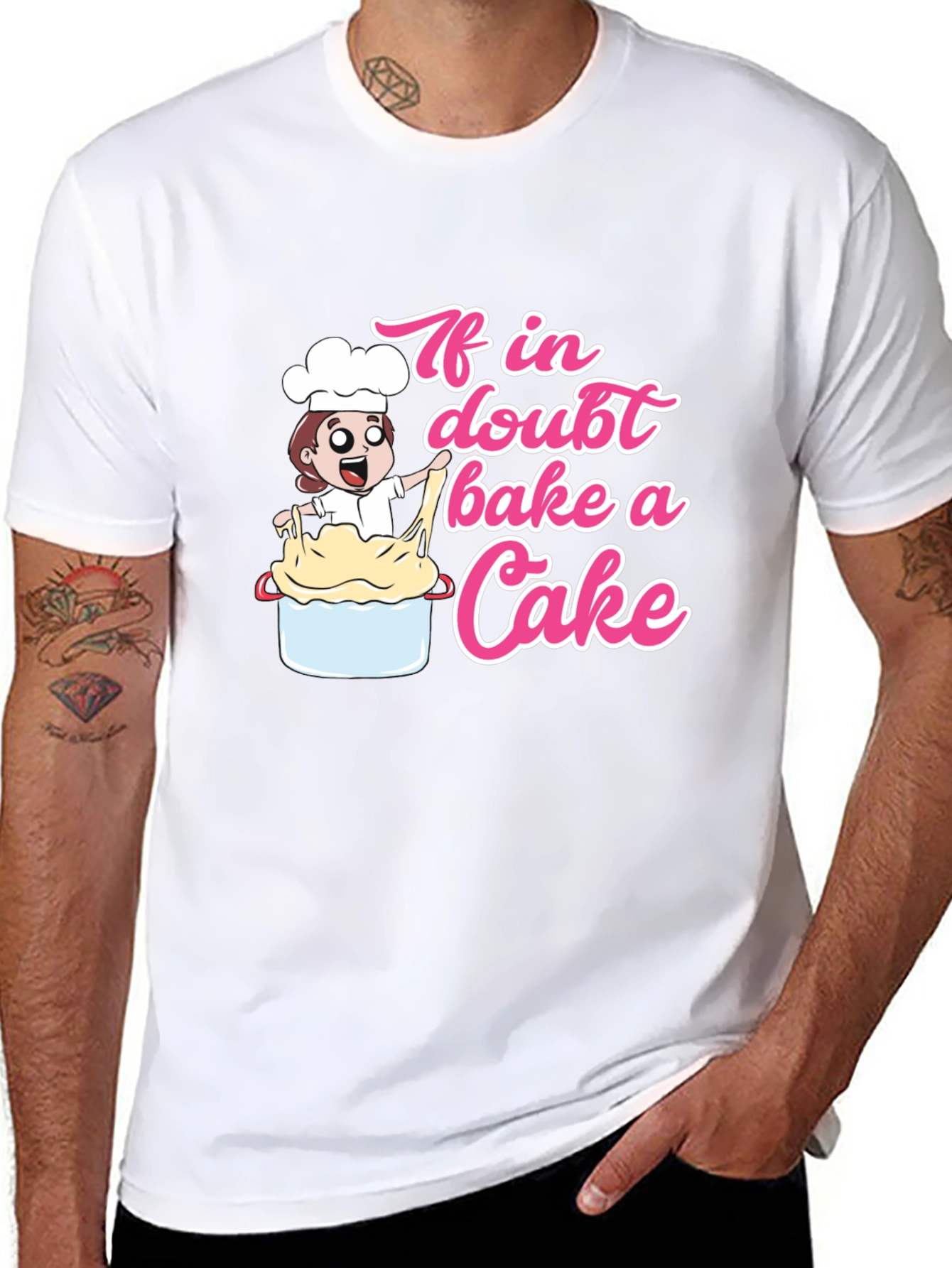 Black If In Doubt, Bake A Cake T-Shirt view 8
