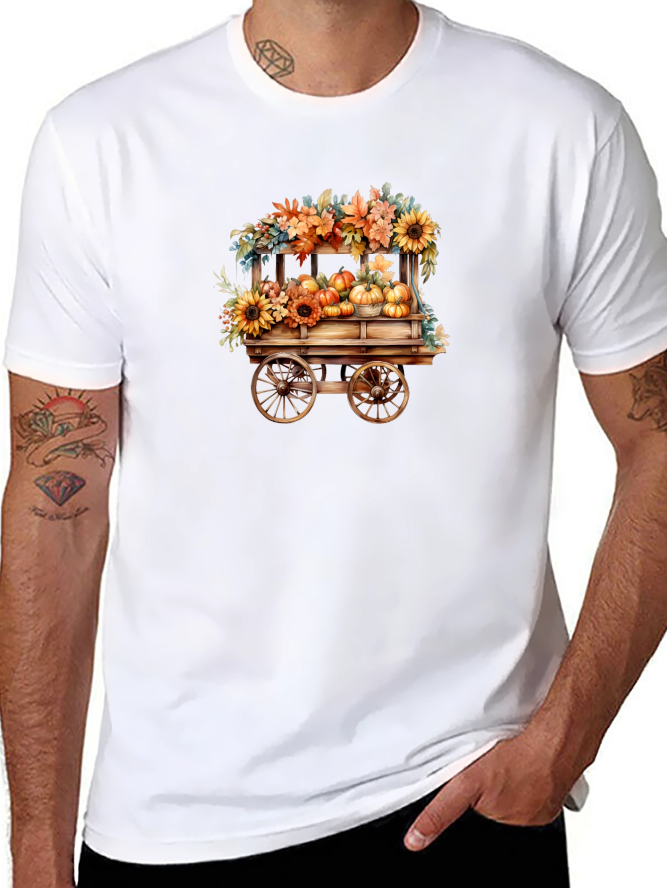 Black Fall Harvest Wagon T-Shirt - Black view 8