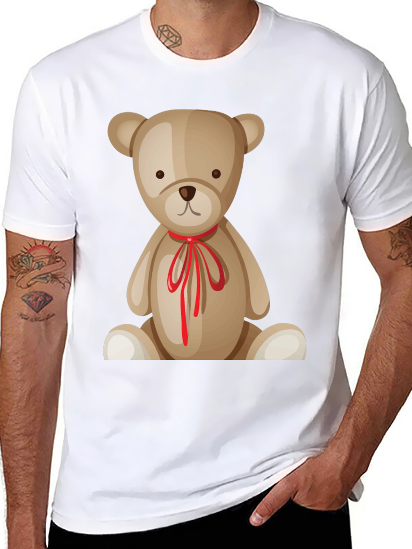 Black Cute Teddy Bear Graphic T-Shirt - Soft Cotton Blend view 8