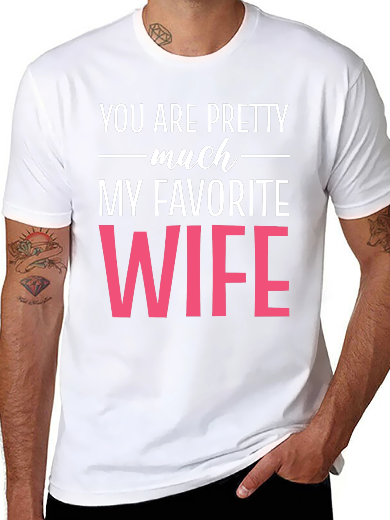 Black Favorite Wife Graphic Tee - Black Cotton T-Shirt view 8