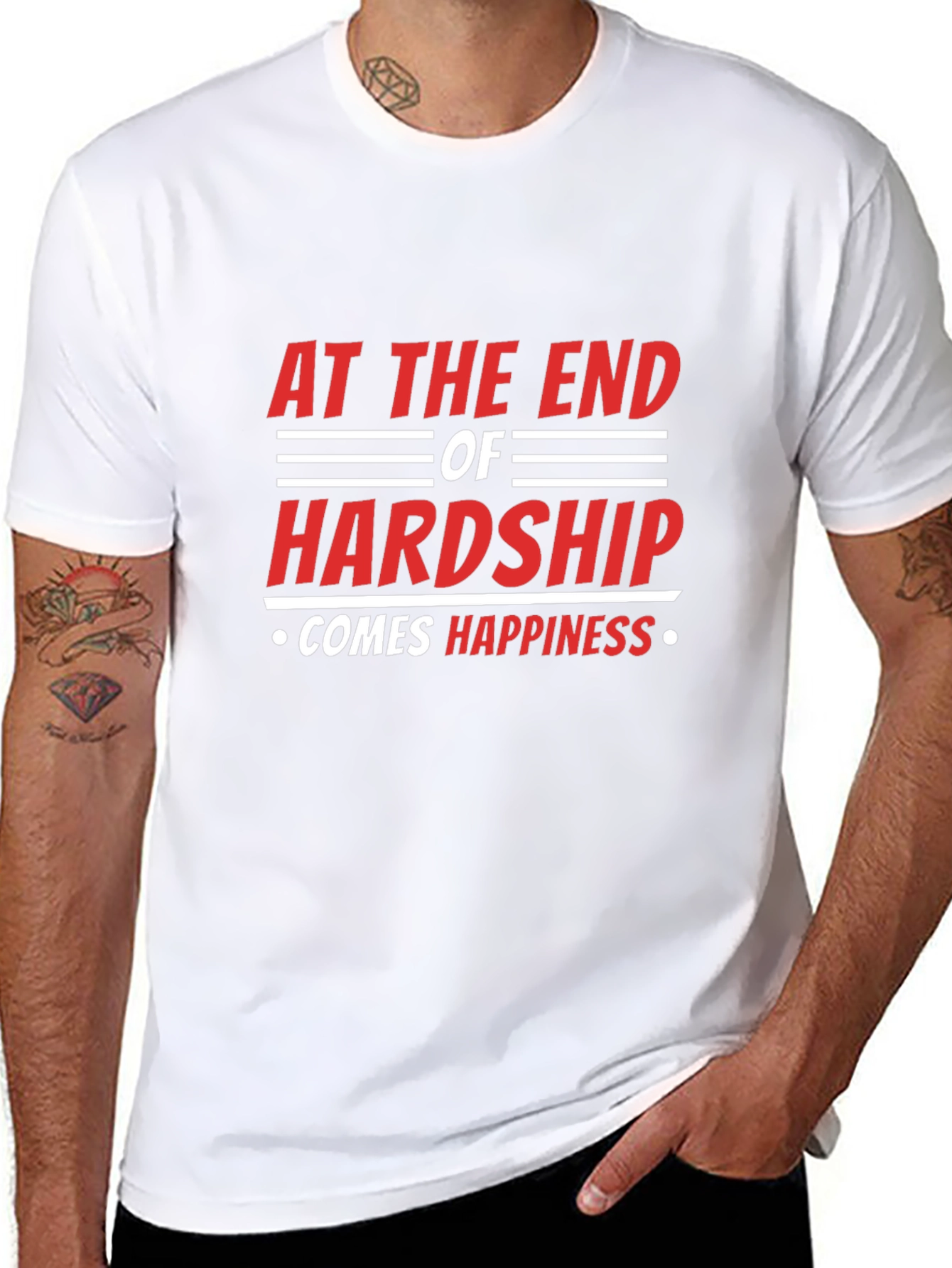 Black Inspirational Graphic Tee - "At The End Of Hardship" view 8