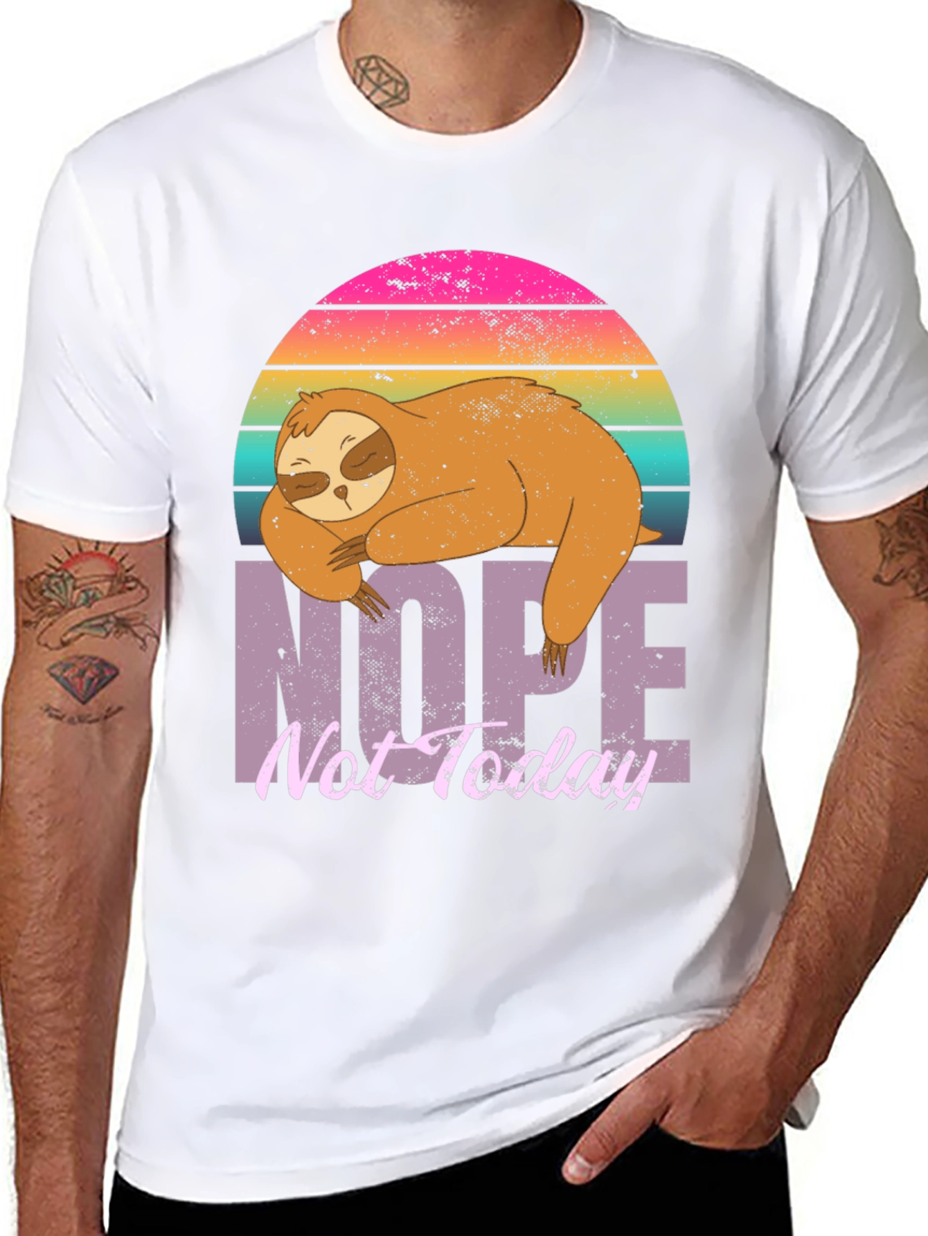 Black Nope Not Today Sloth Graphic T-Shirt view 8