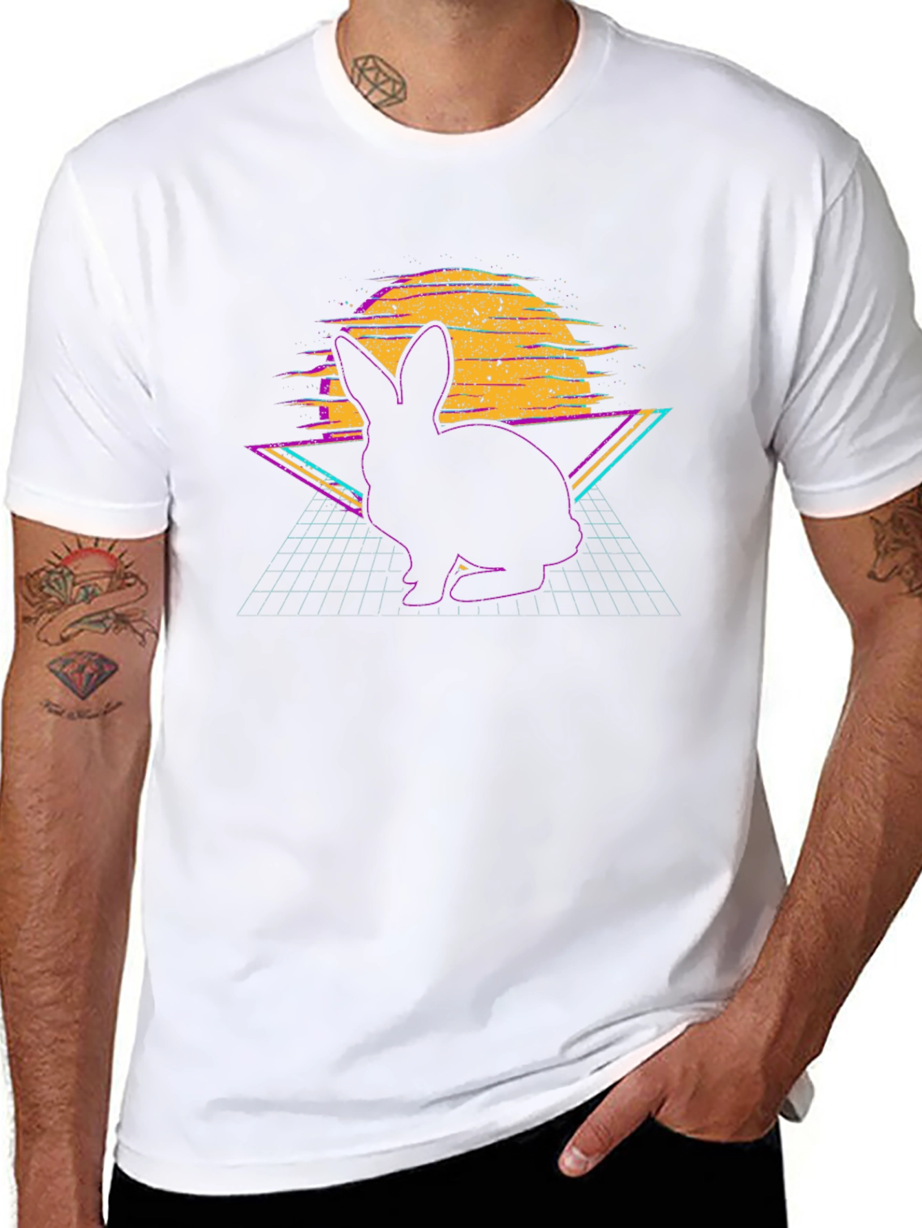Retro Rabbit T-Shirt - Vaporwave Bunny Design - 8